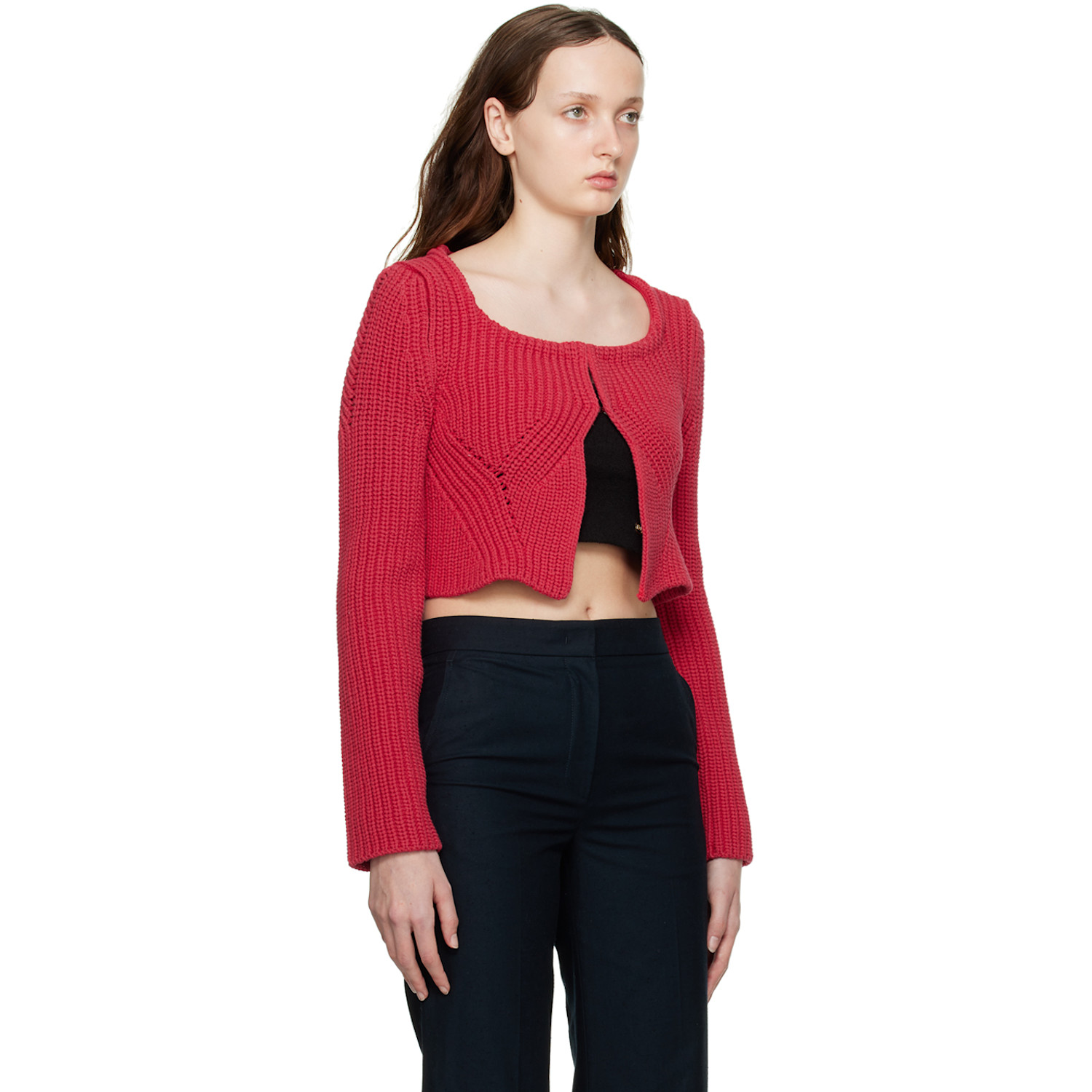  Recto Red Chunky Cardigan 