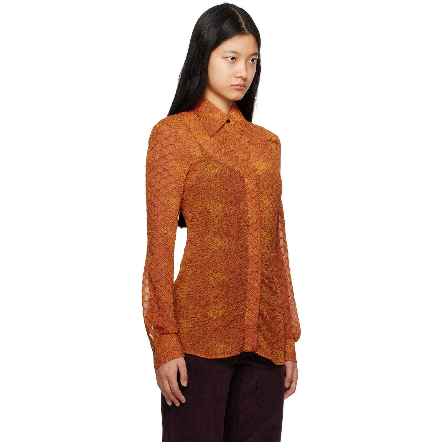  Victoria Beckham Orange Fitted Shirt 