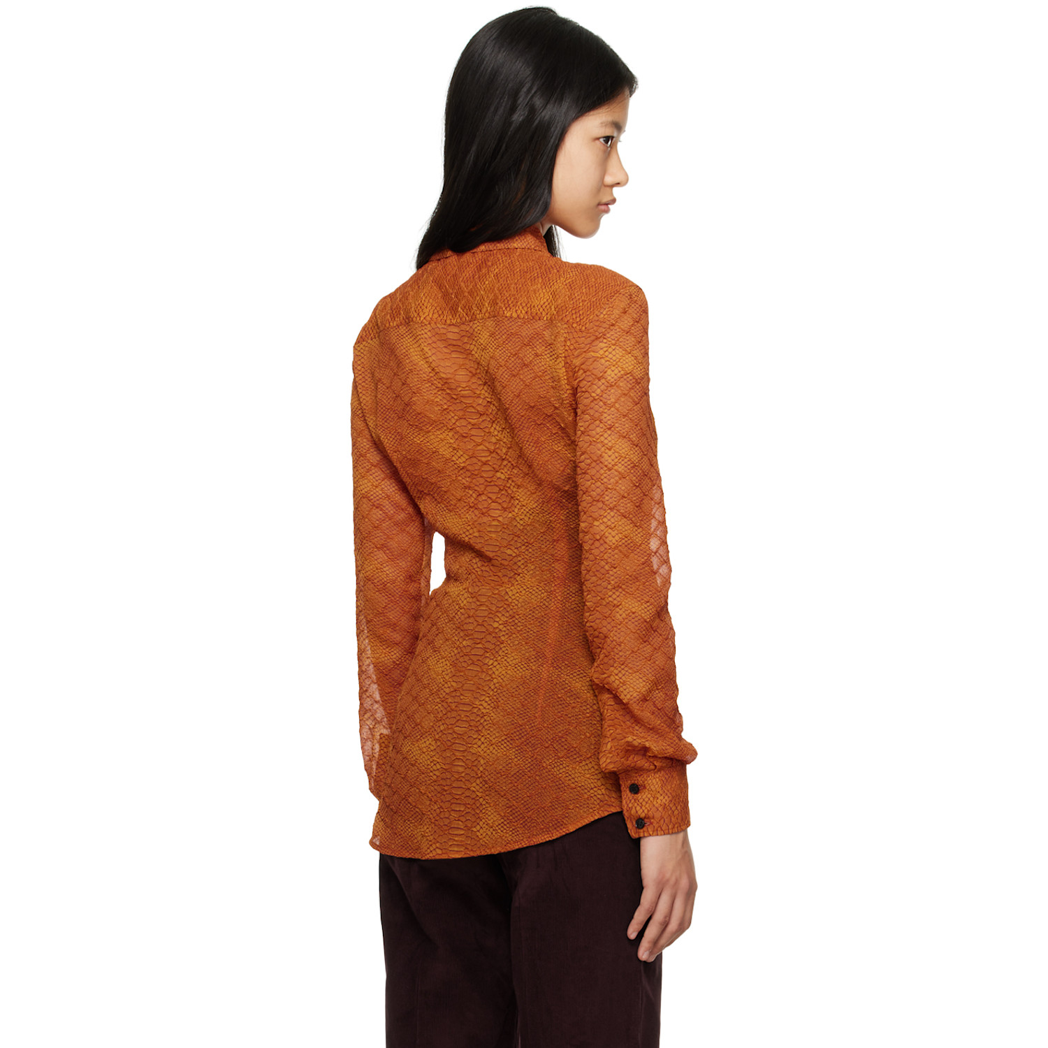  Victoria Beckham Orange Fitted Shirt 