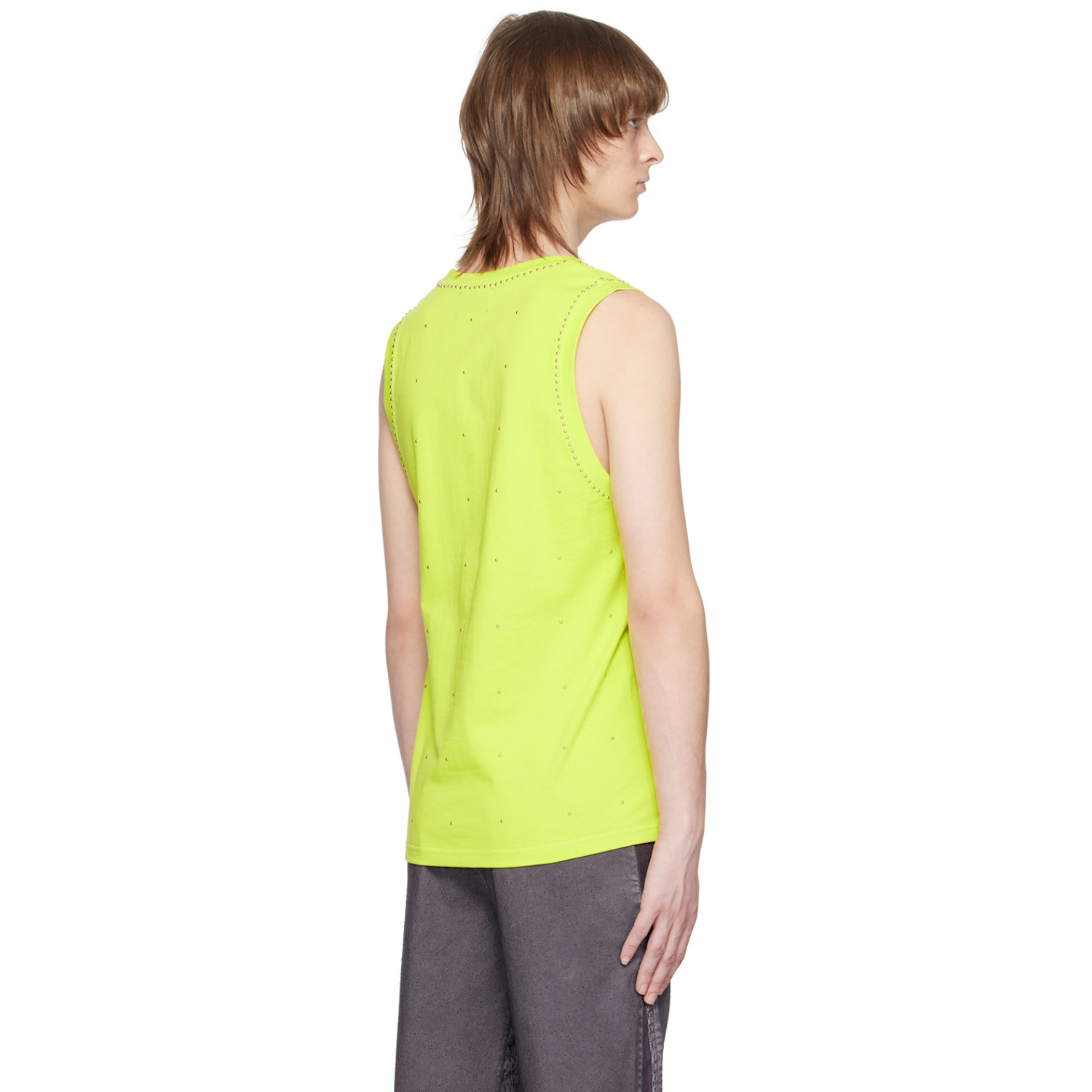  Taakk Yellow Studded Tank Top 