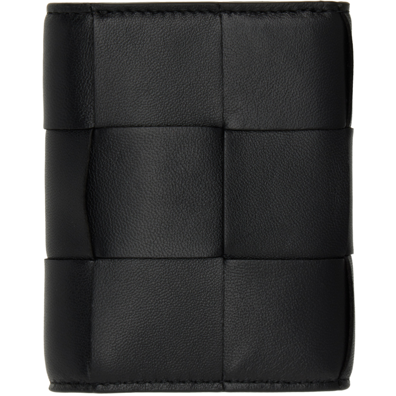  Bottega Veneta Black Trifold Zip Wallet 