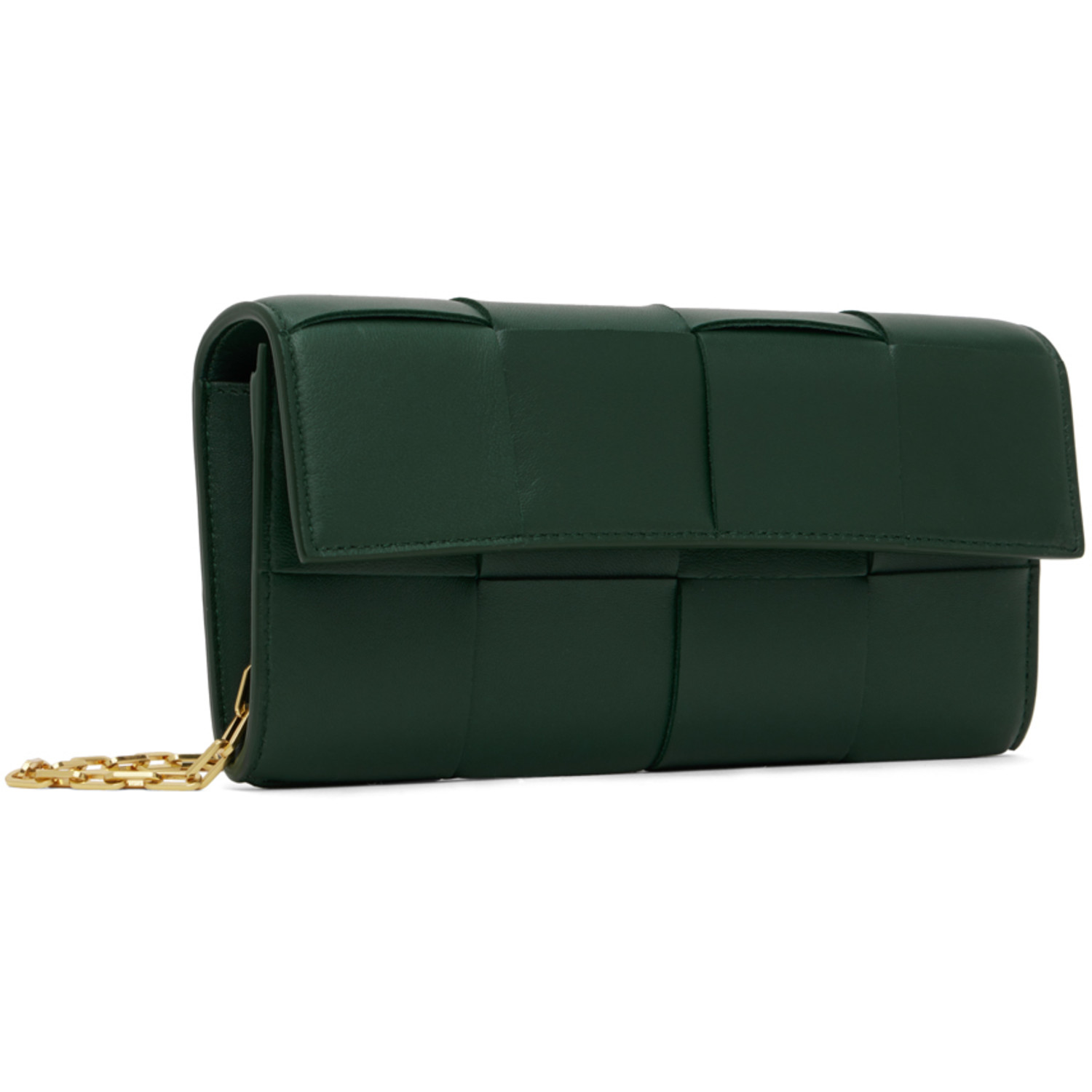  Bottega Veneta Green Intreccio Cassette Chain Bag 
