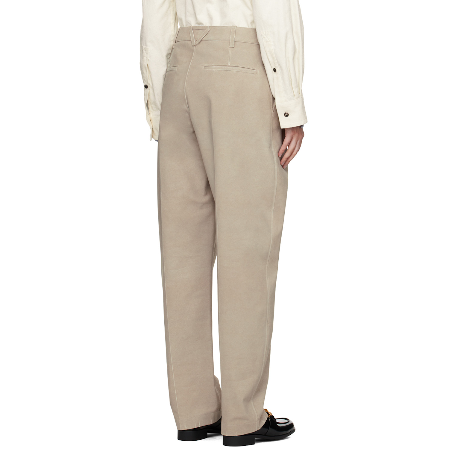  Bottega Veneta Beige Printed Leather Pants 