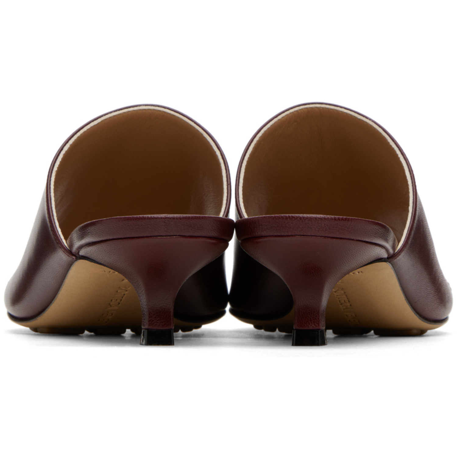  Bottega Veneta Burgundy Stretch Mules 
