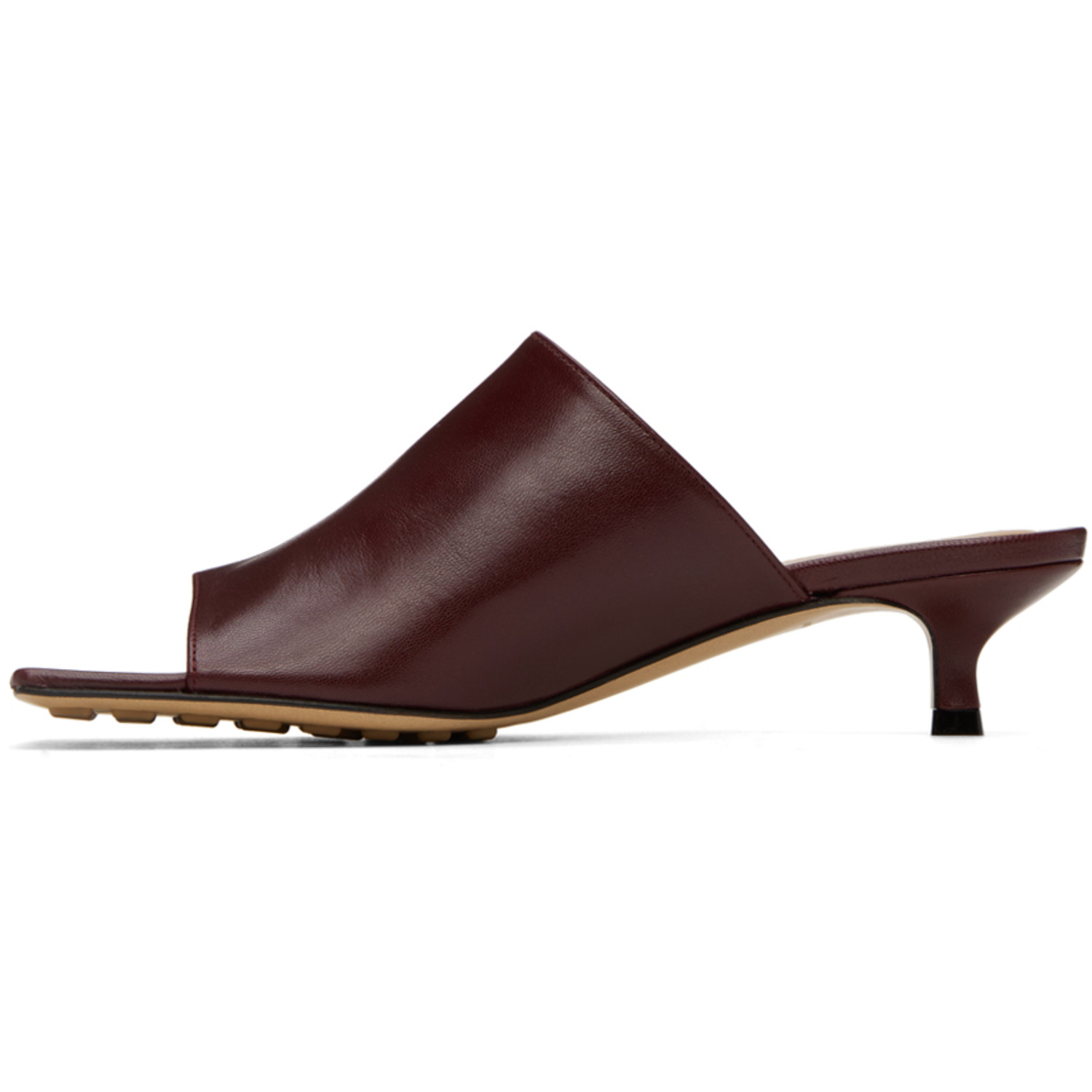  Bottega Veneta Burgundy Stretch Mules 