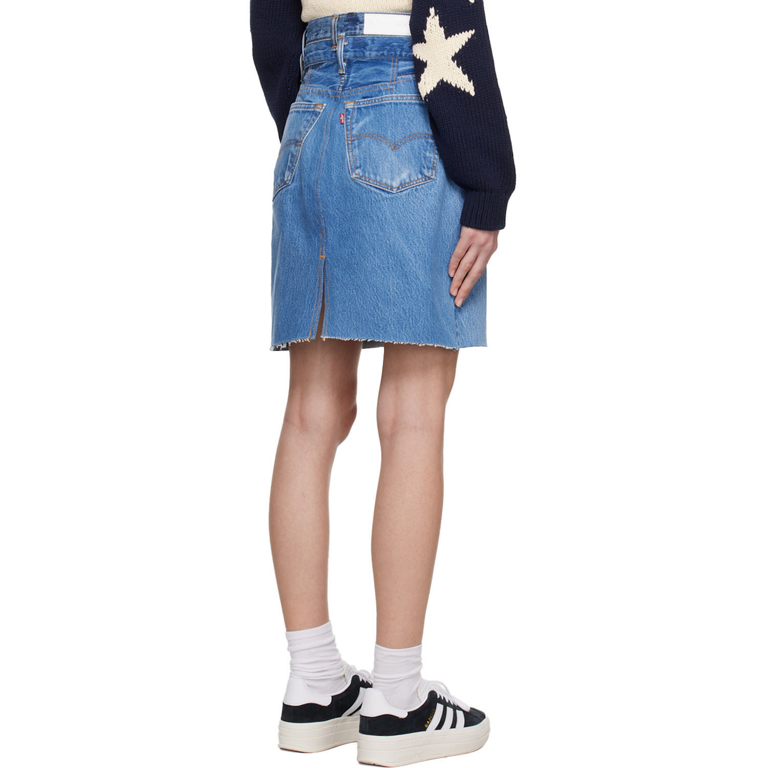  Re/done Blue Double Waisted Miniskirt 