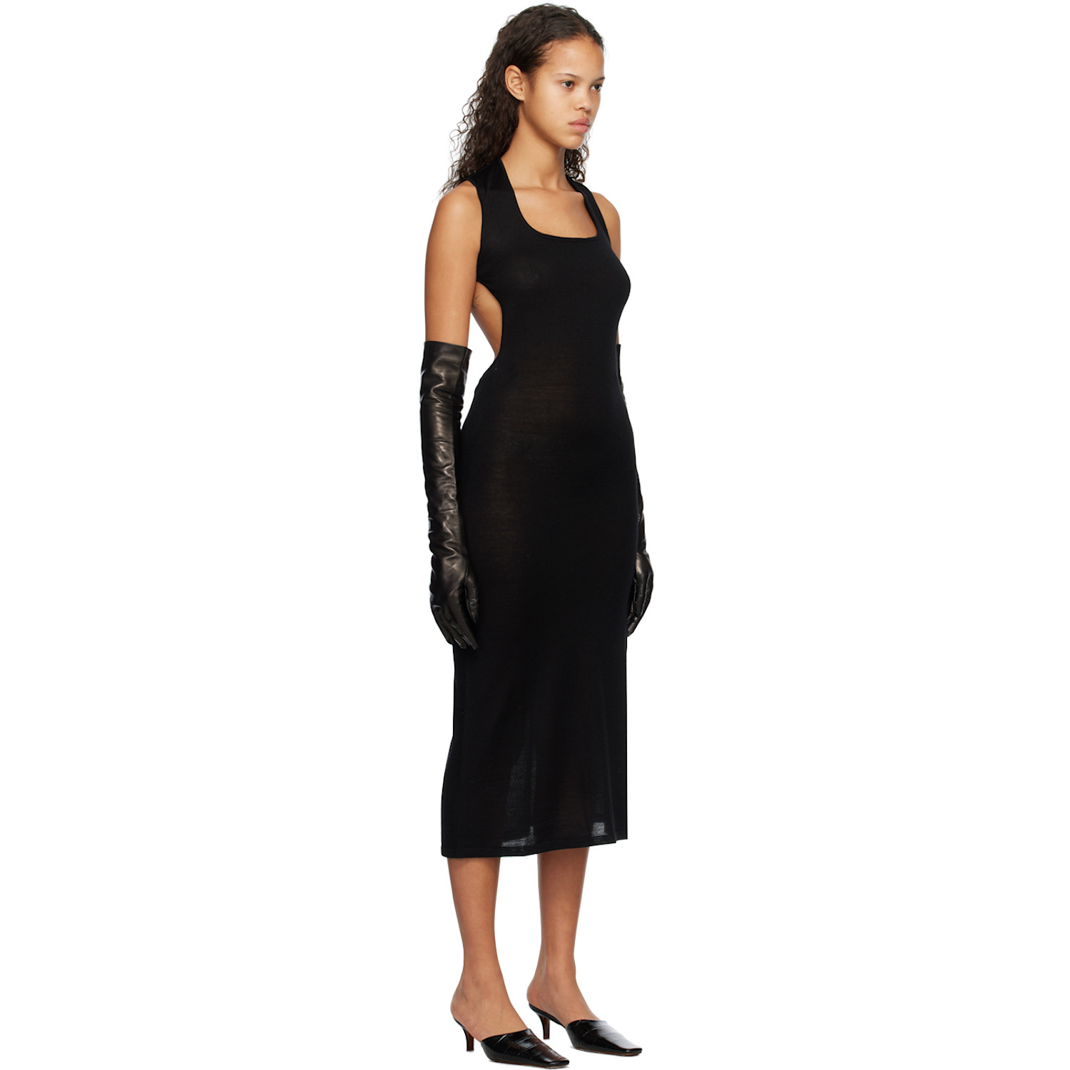  Subtle Le Nguyen Black Scoop Neck Midi Dress 