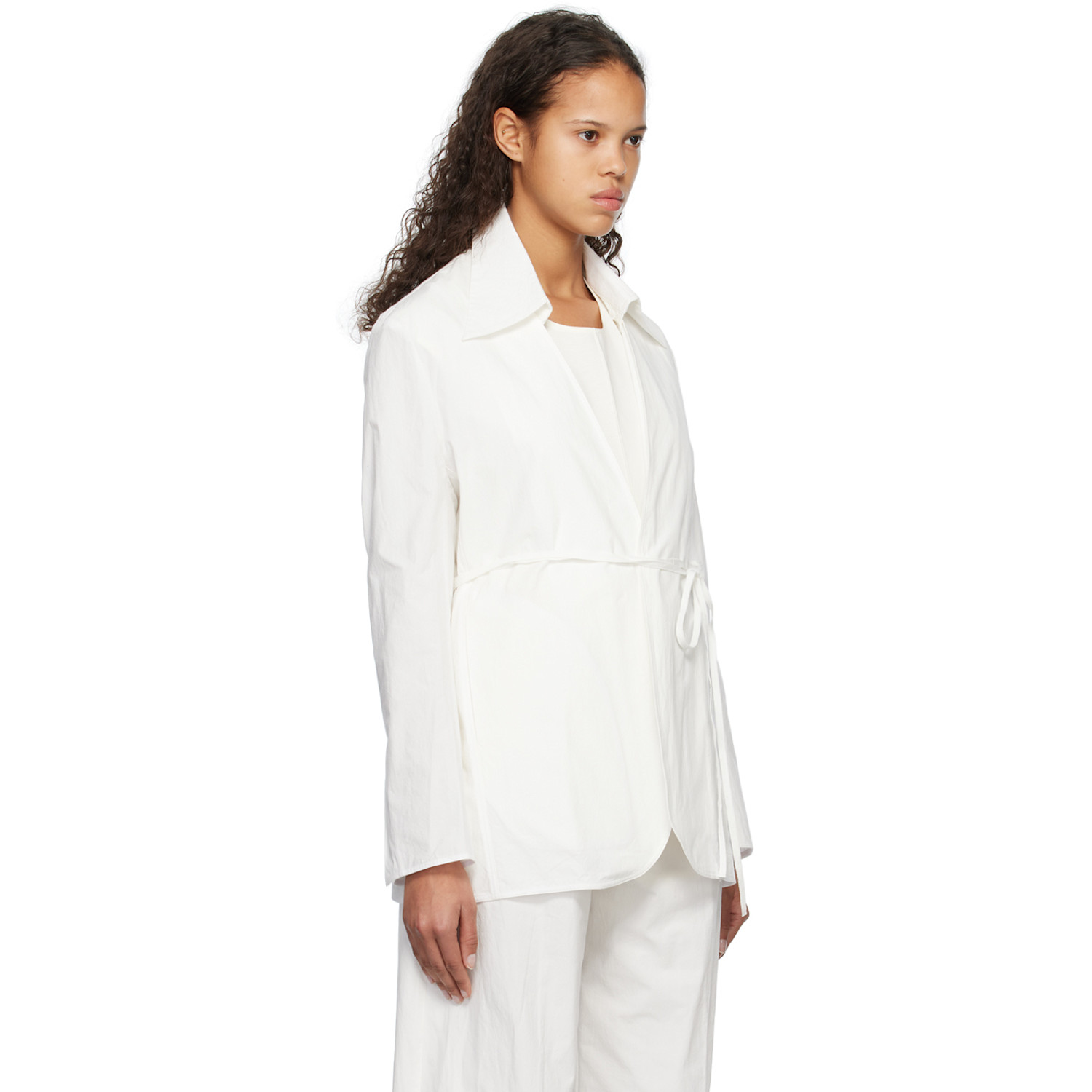  Subtle Le Nguyen White Collarless Jacket 
