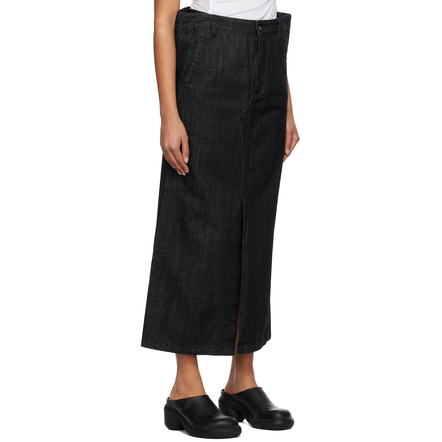 Subtle Le Nguyen Black Flat Denim Maxi Skirt 