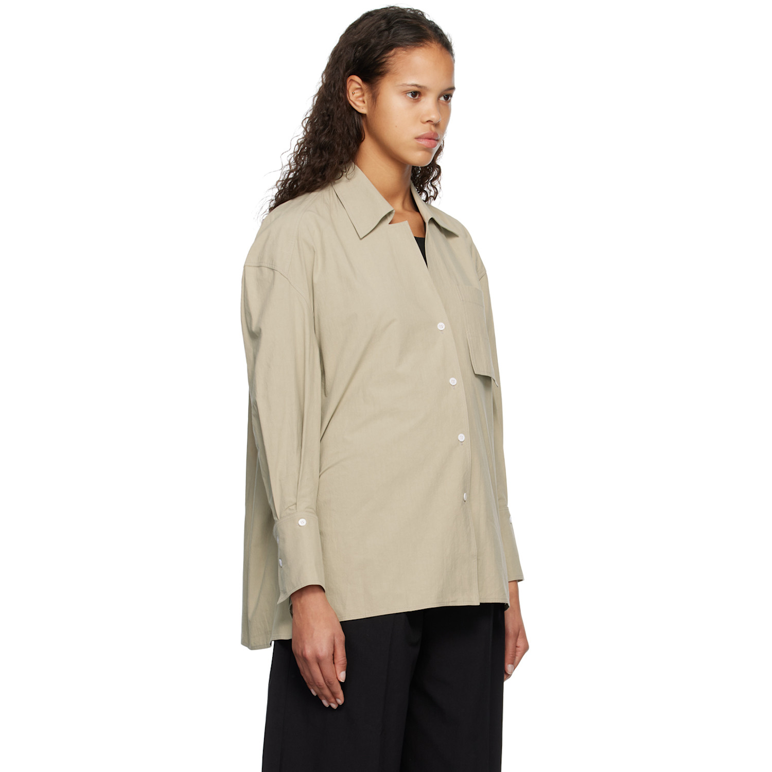  Subtle Le Nguyen Green Crinkled Shirt 