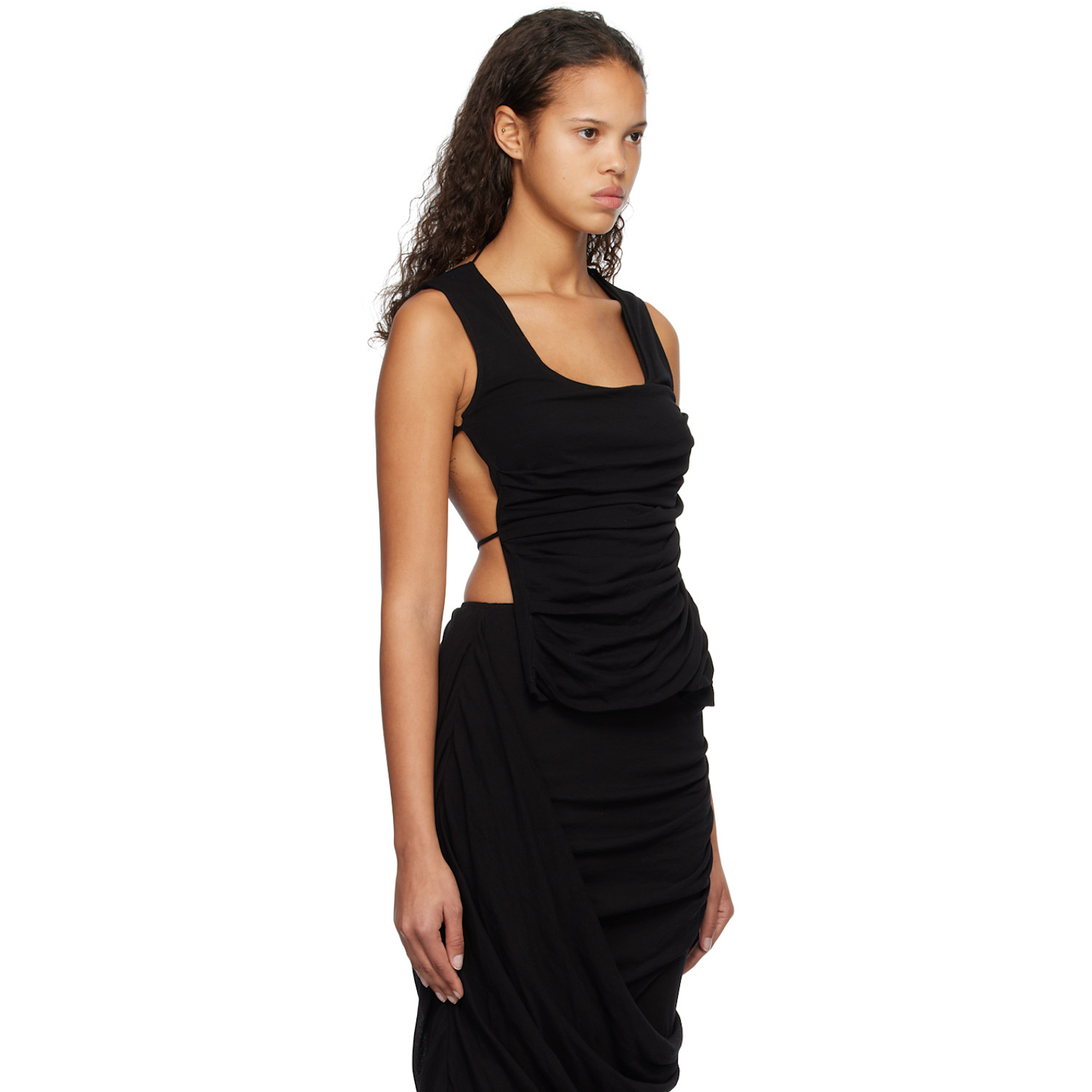  Subtle Le Nguyen Black Draped Tank Top 