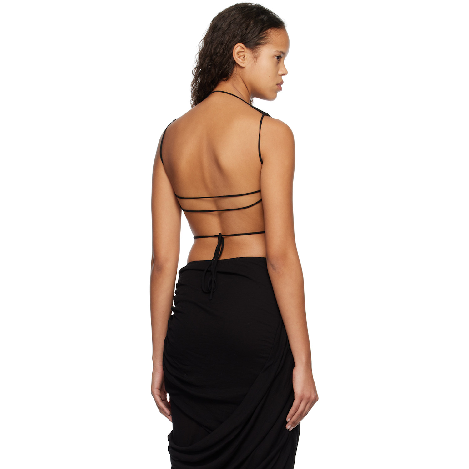  Subtle Le Nguyen Black Draped Tank Top 