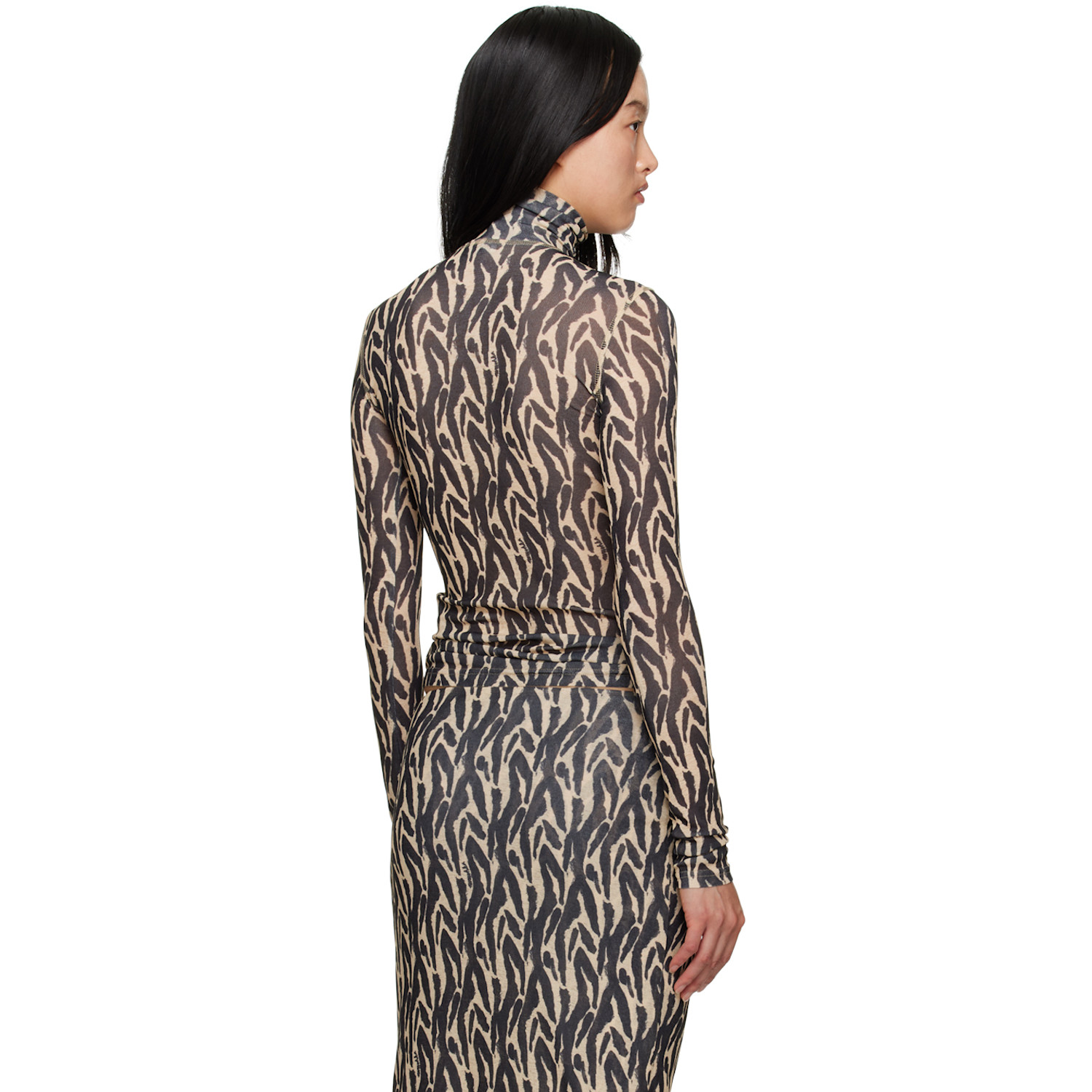  Nanushka Beige & Black Harri Turtleneck 