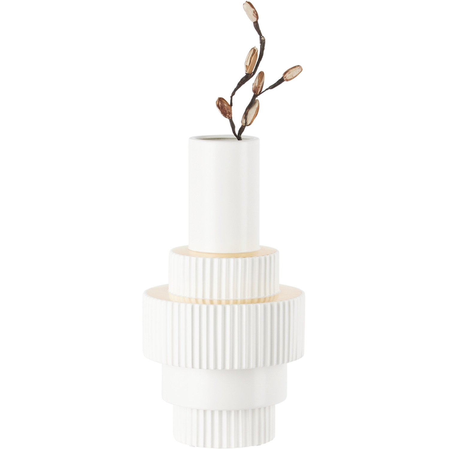  Polspotten White & Gold Large Gear Vase 