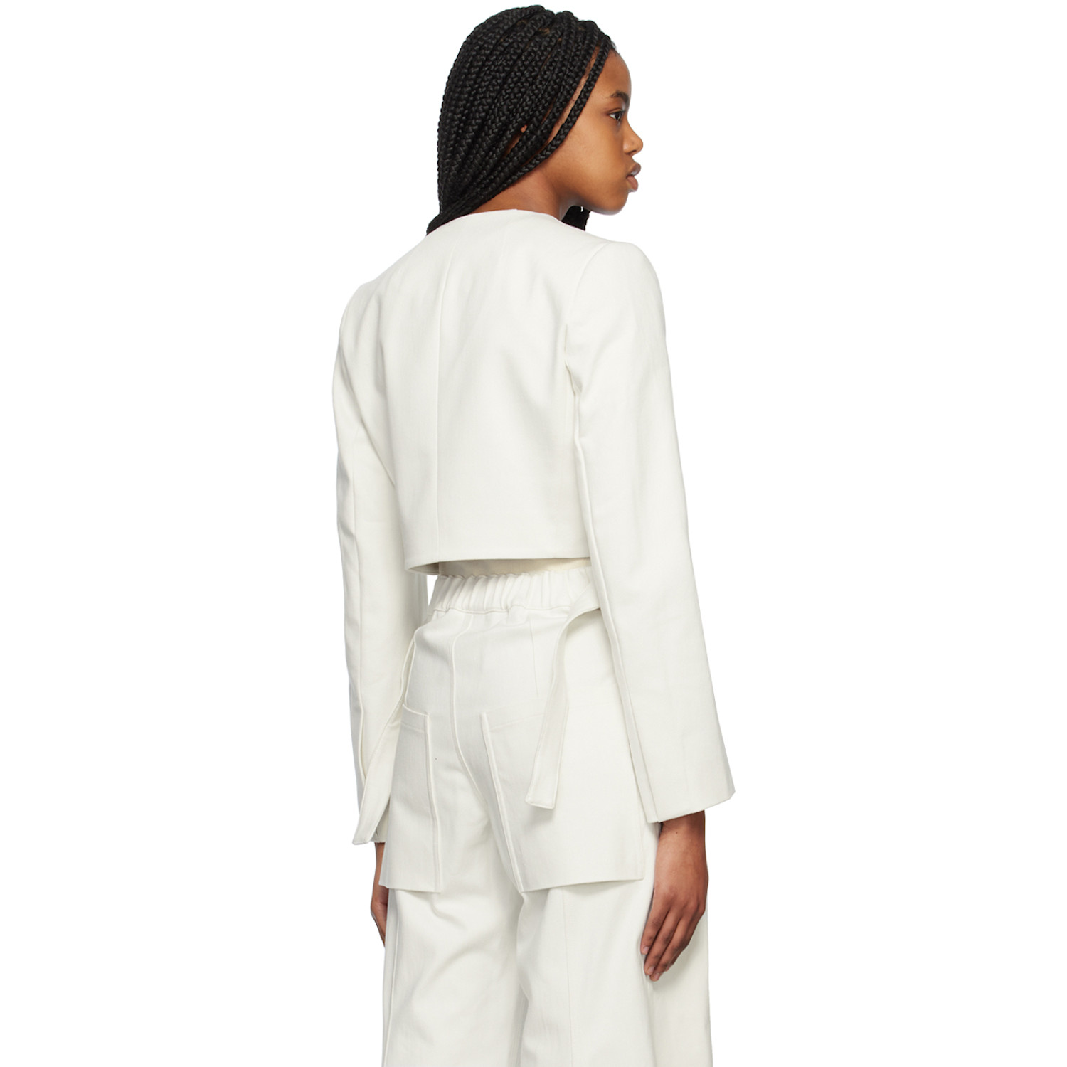 Yuzefi Off-white Wrap Split Denim Blazer 