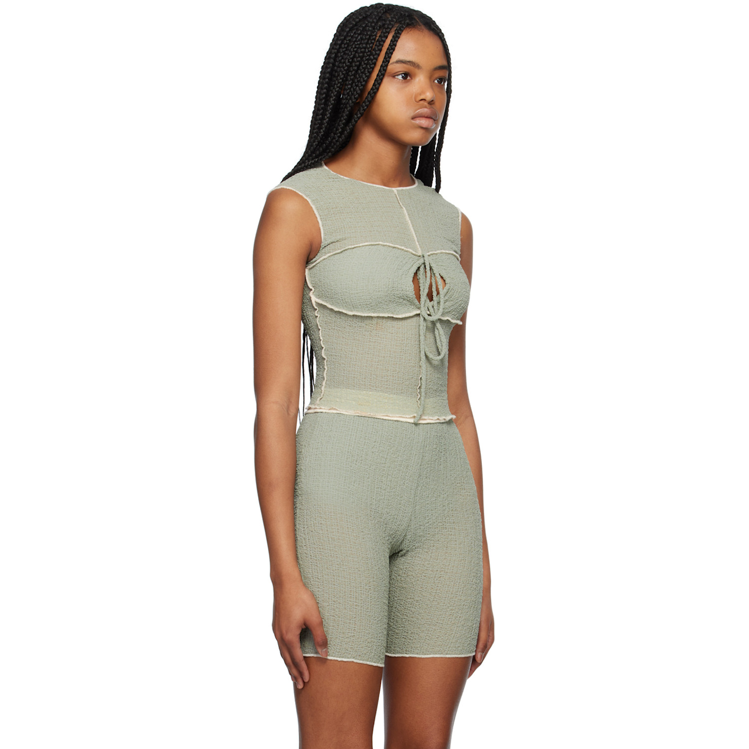  Yuzefi Green Keyhole Tank Top 
