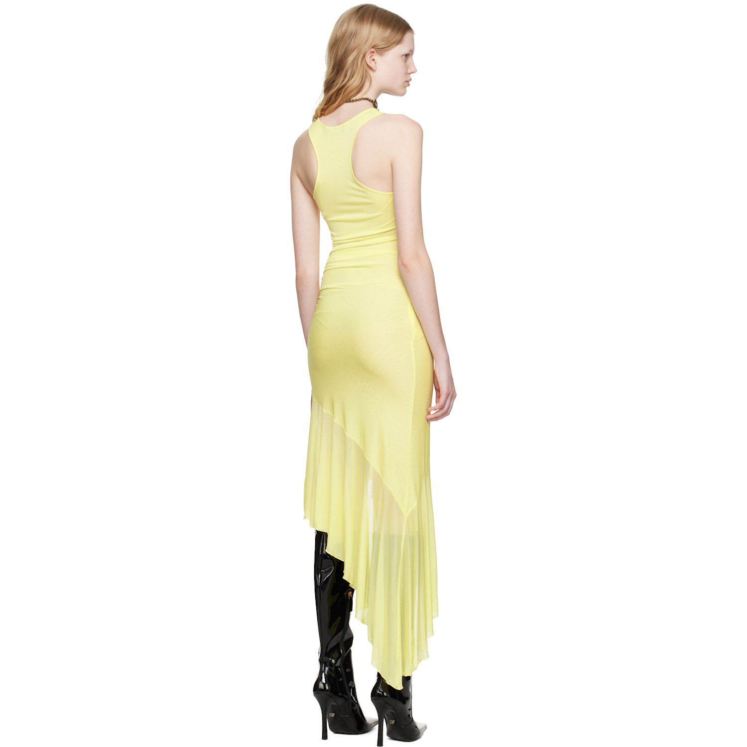  Blumarine Yellow 3d Rose Midi Dress 