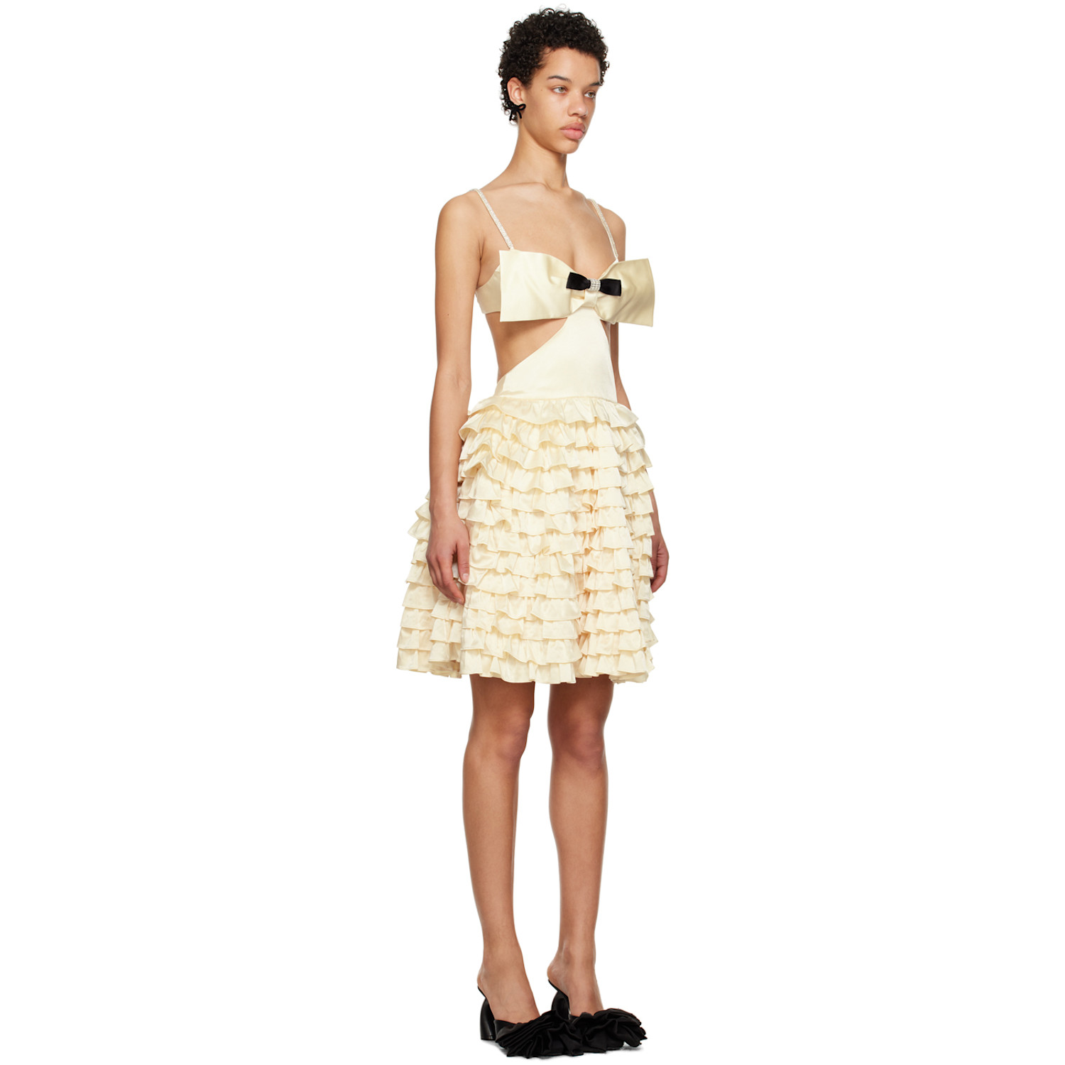  Shushu/tong Yellow Mercerized Cutout Minidress 