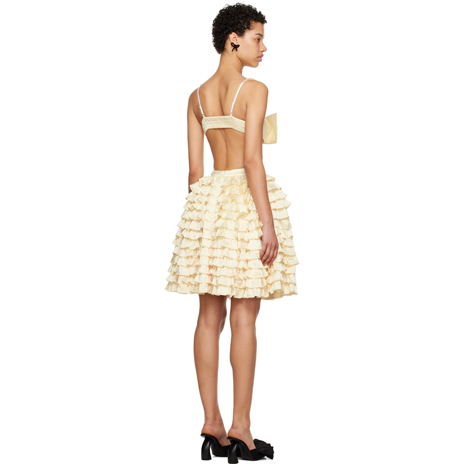  Shushu/tong Yellow Mercerized Cutout Minidress 