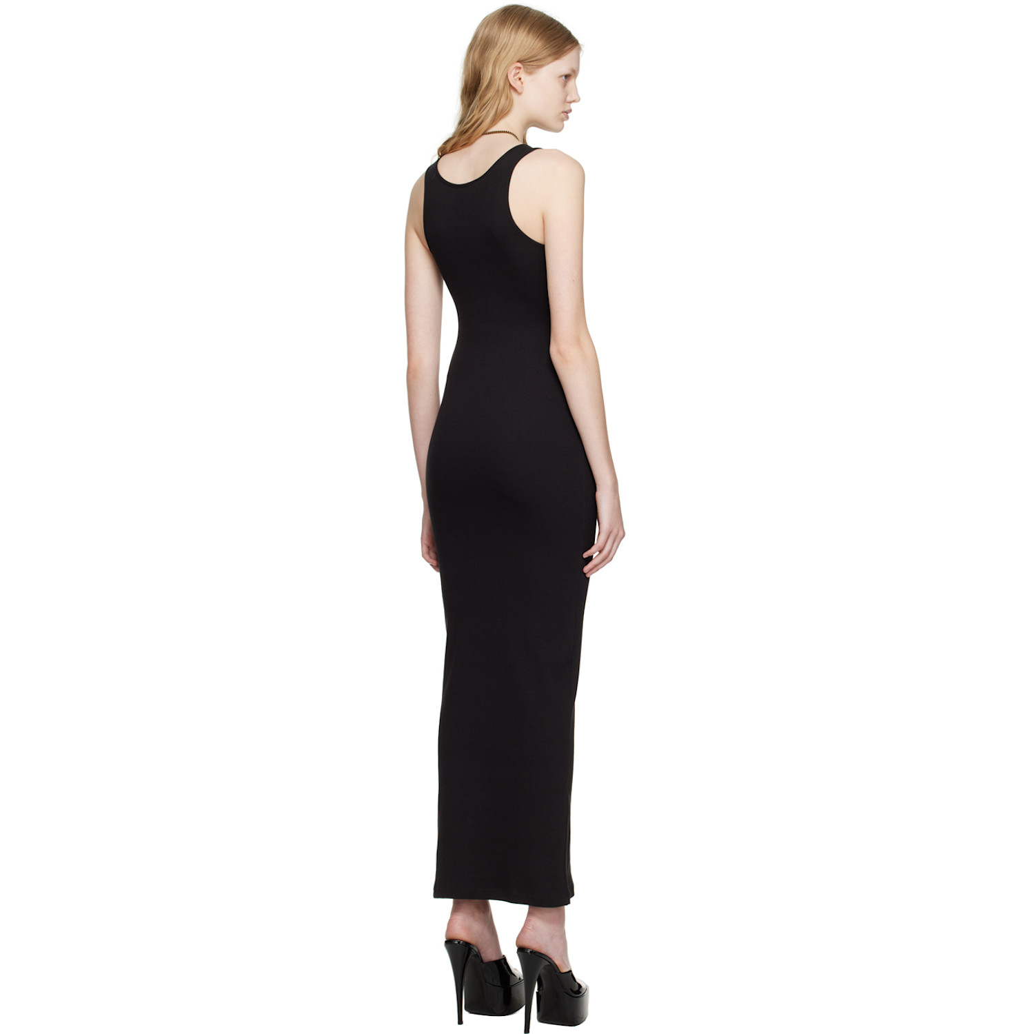  Blumarine Black Crystal-cut Maxi Dress 
