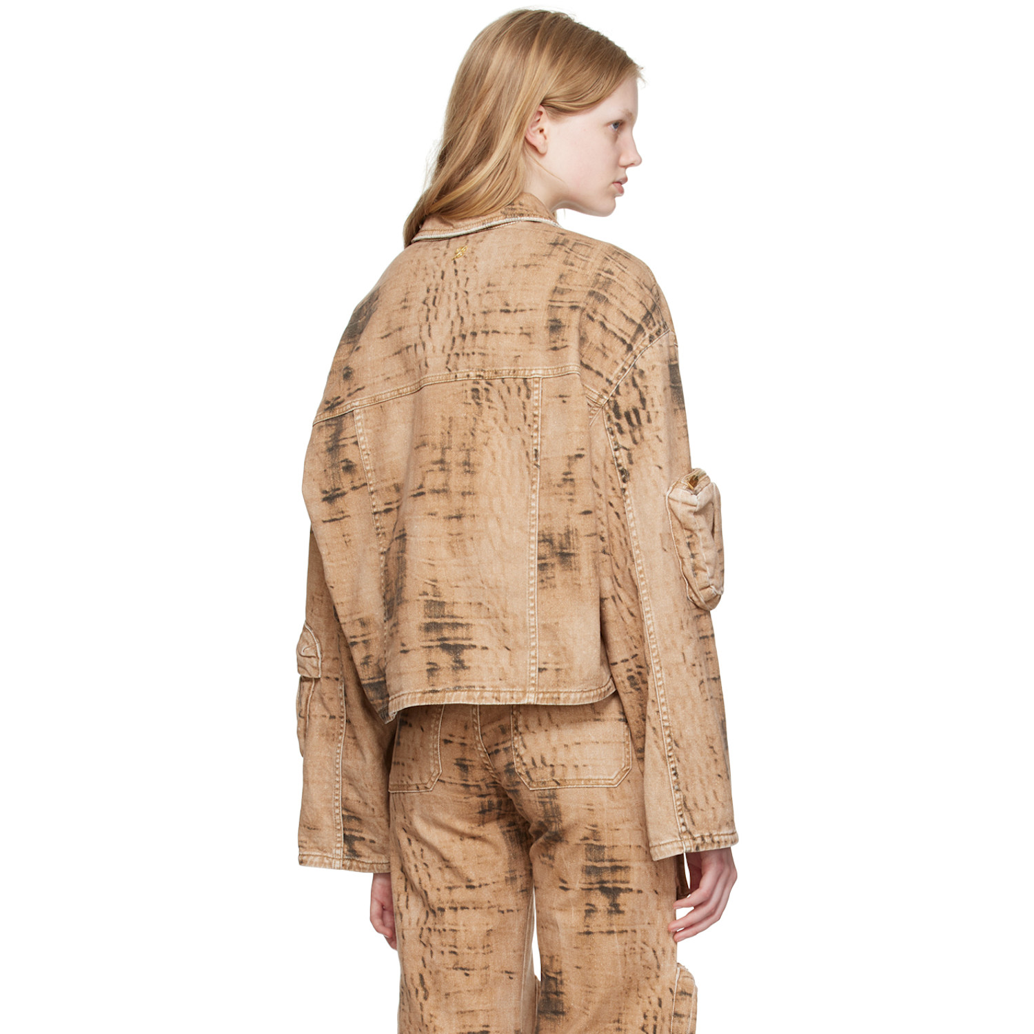  Blumarine Tan Camouflage Denim Jacket 