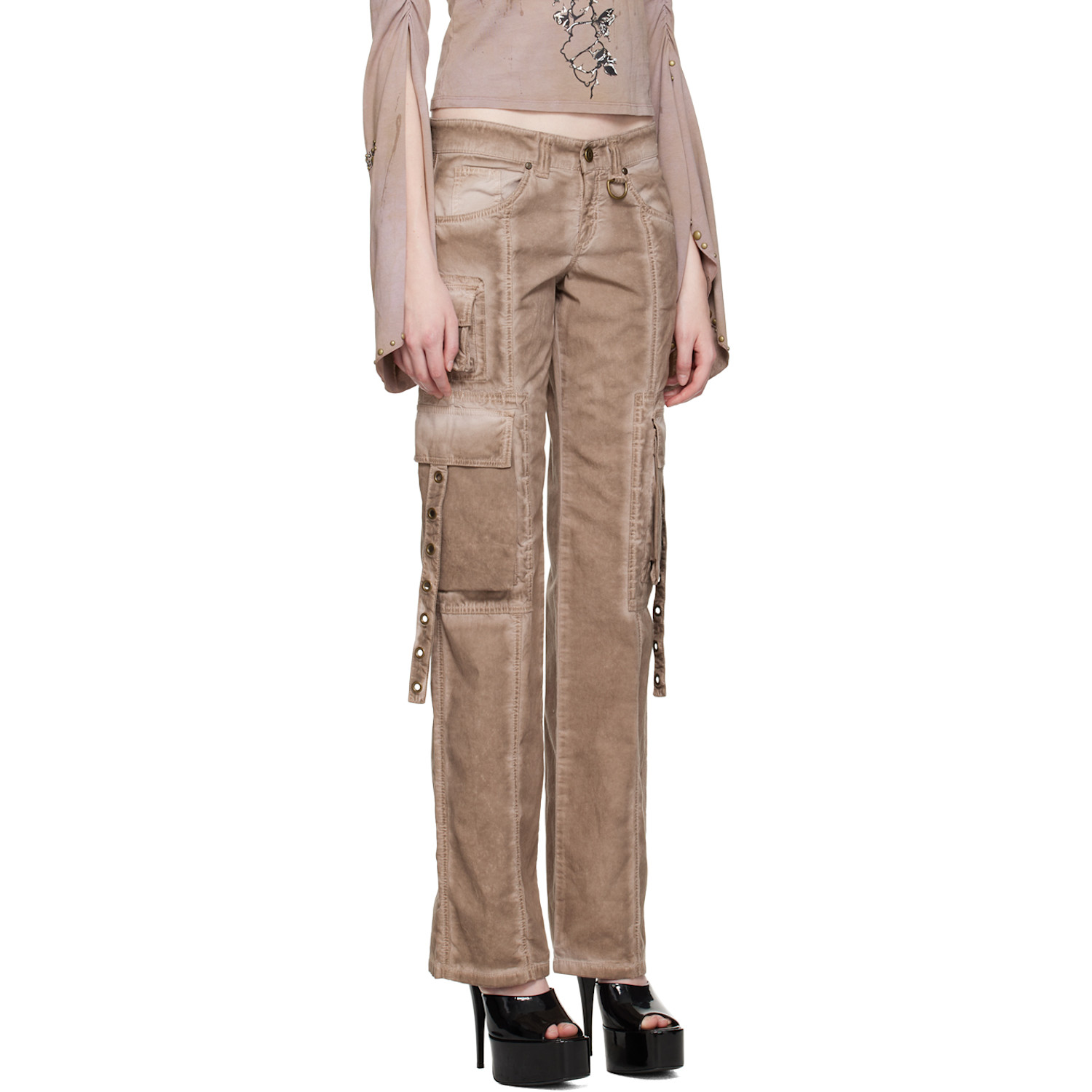  Blumarine Brown Eyelet Trousers 