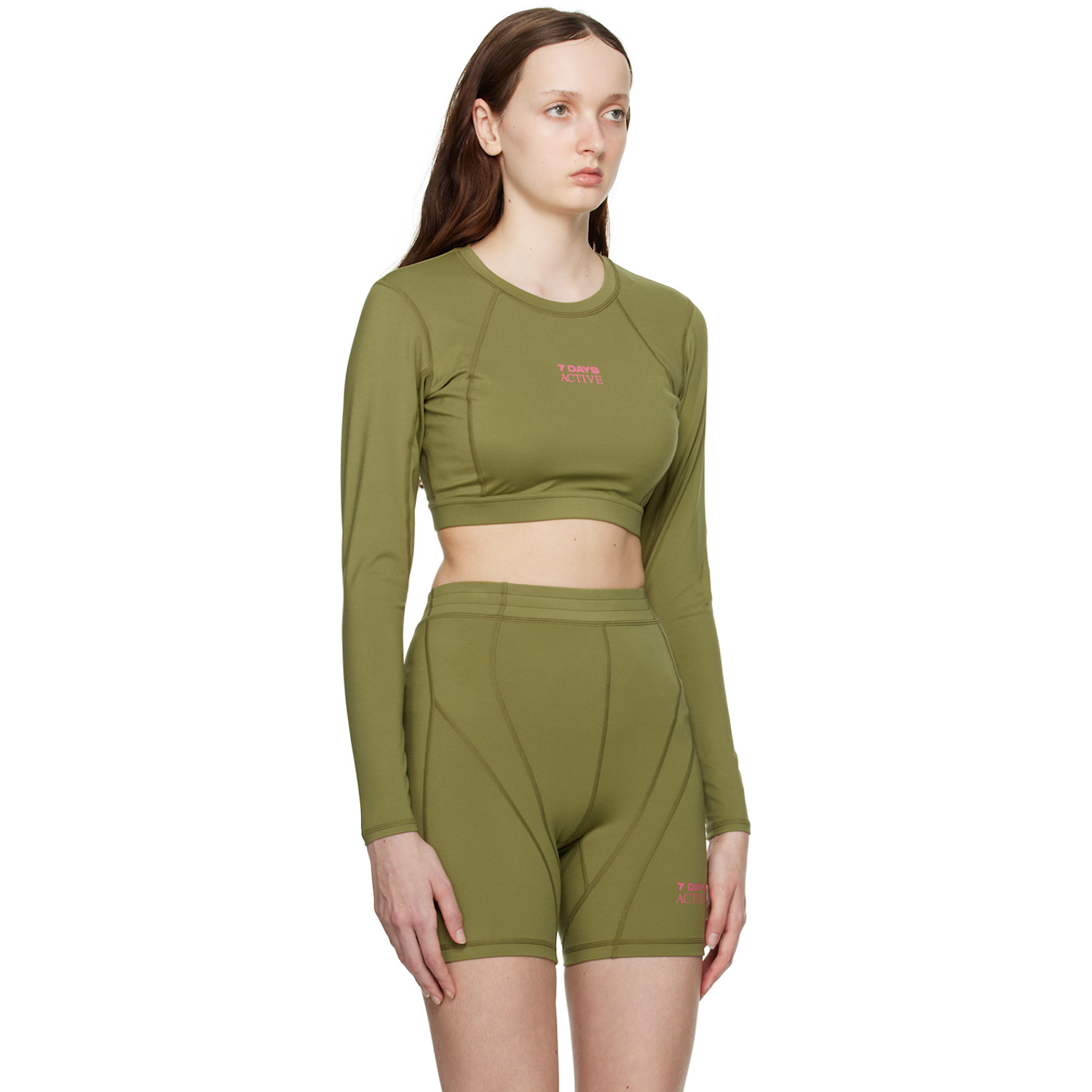  7 Days Active Green Cropped Long Sleeve T-shirt 