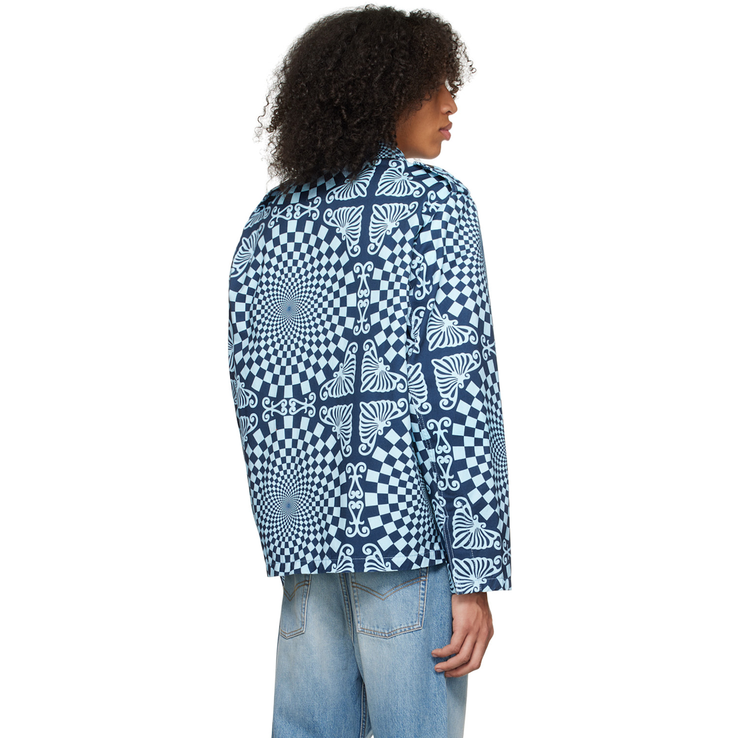  Bluemarble Blue Folk Checkerboard Jacket 