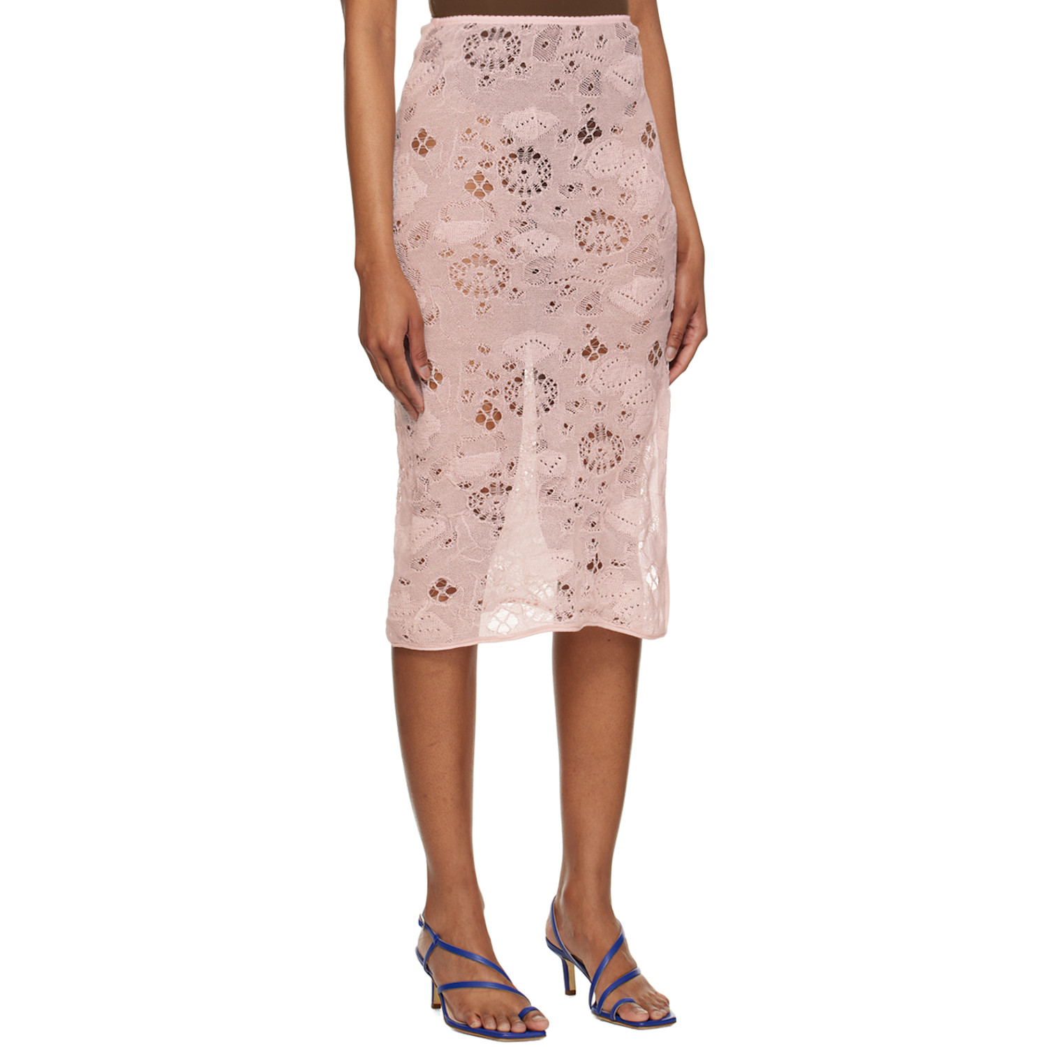 Olēnich Pink Cutout Midi Skirt 