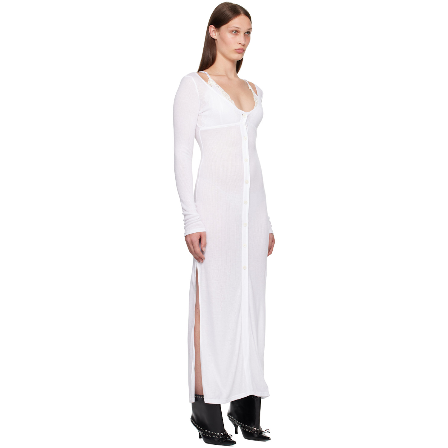  Vaillant White Cardigan Midi Dress 