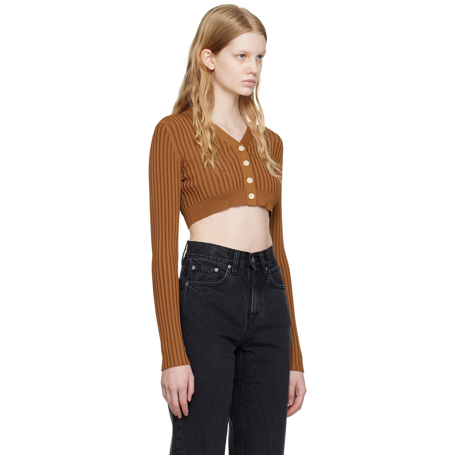  Hope Brown Cropped Cardigan 