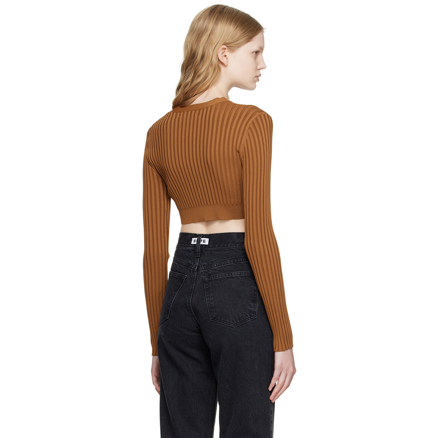  Hope Brown Cropped Cardigan 