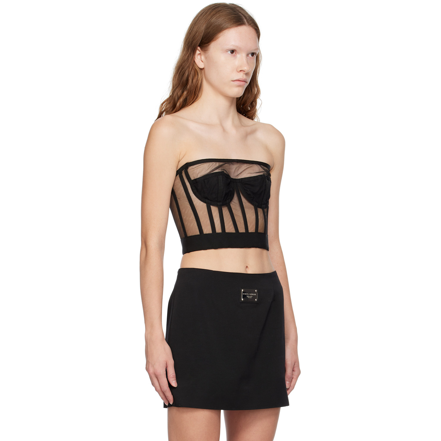  Dolce&gabbana Black Straight Neck Corset 