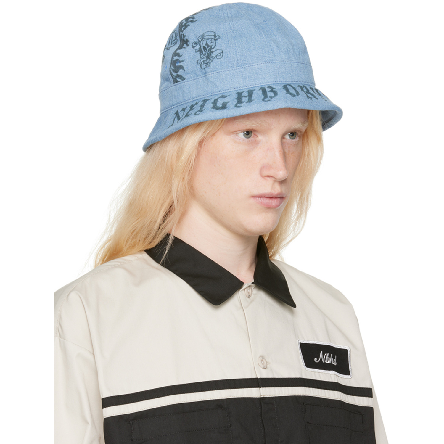  Neighborhood Blue Fade Denim Ball Bucket Hat 