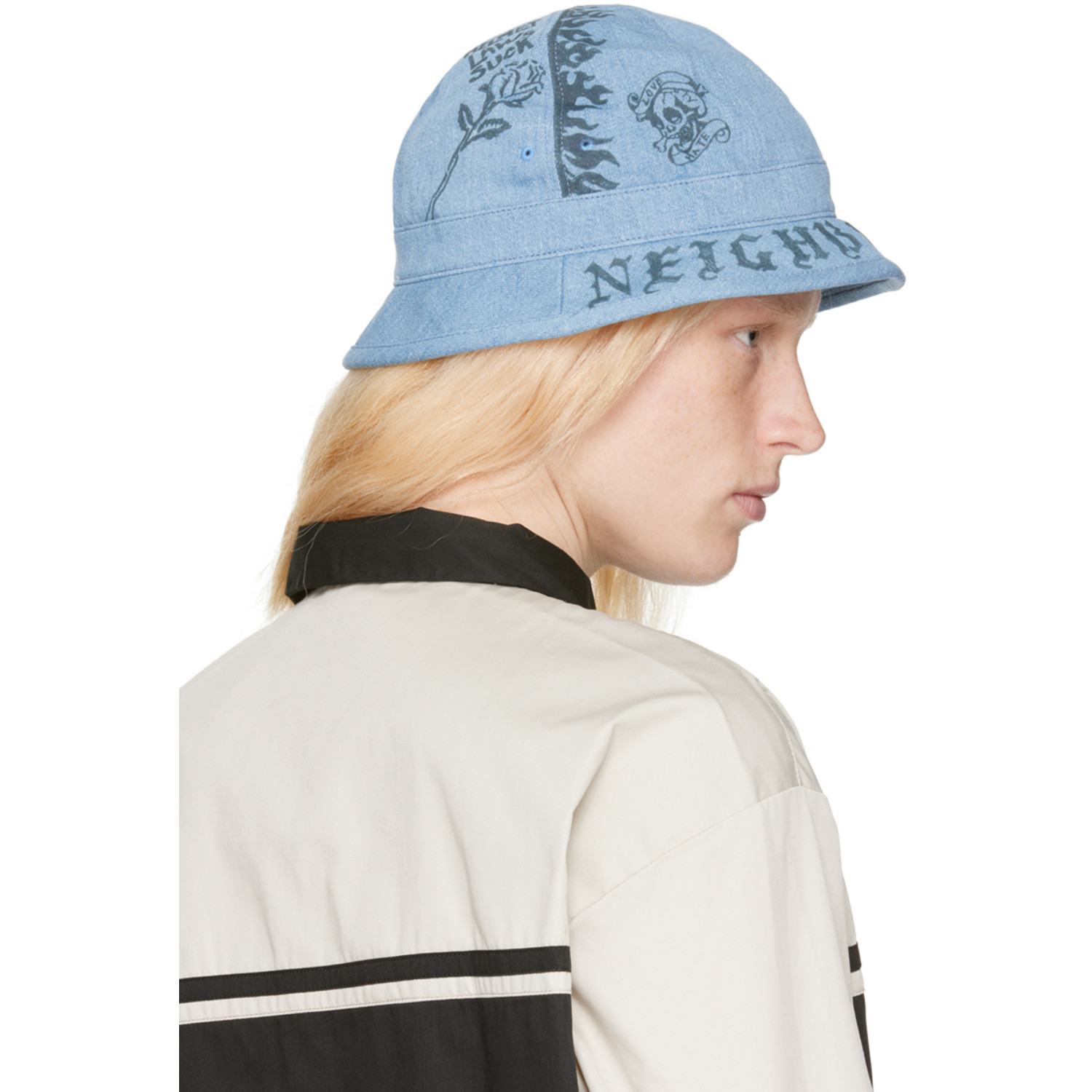  Neighborhood Blue Fade Denim Ball Bucket Hat 