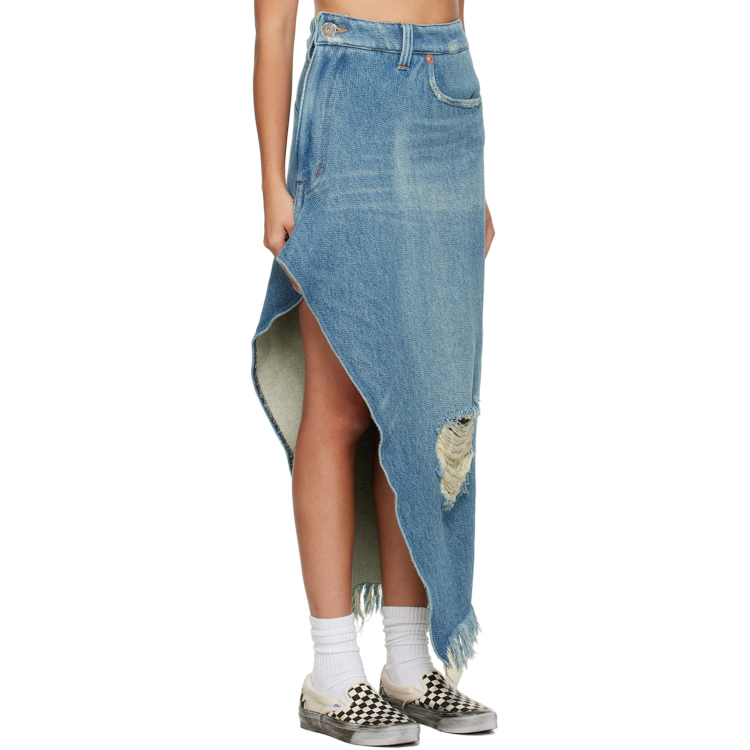  Doublet Indigo 1.5x Resized Denim Midi Skirt 