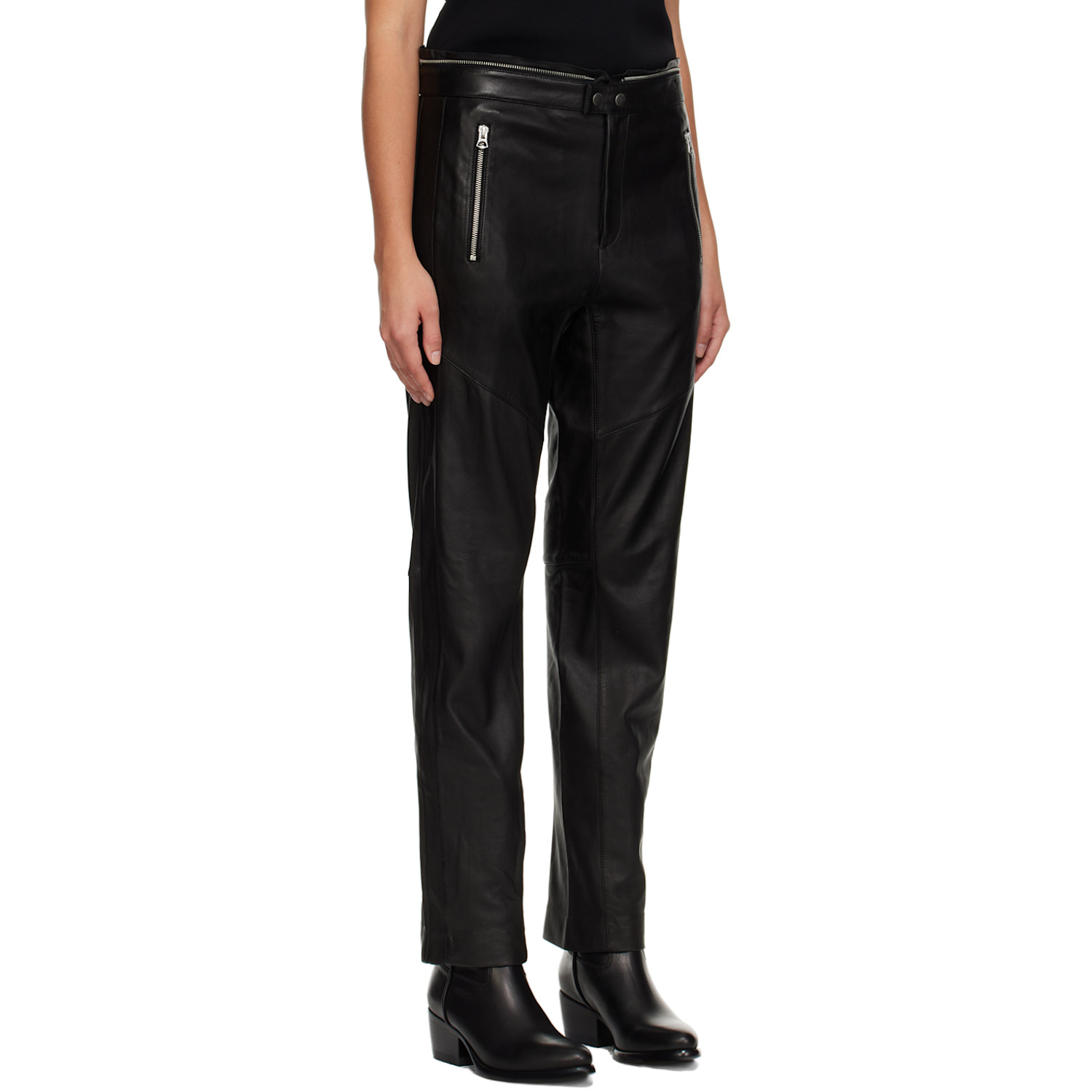  Rag & Bone Black Sedona Moto Leather Pants 