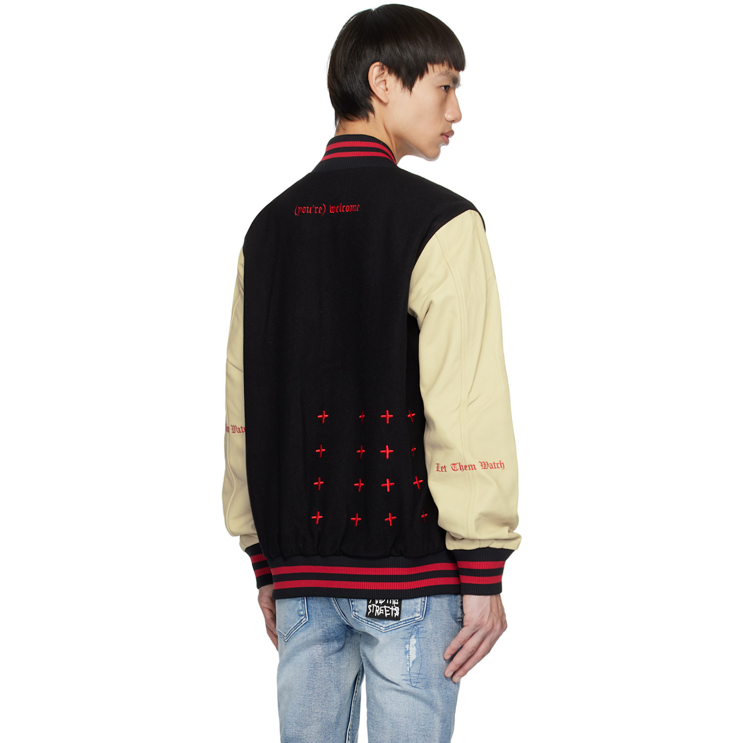 Ksubi Black Icons Letterman Bomber Jacket 
