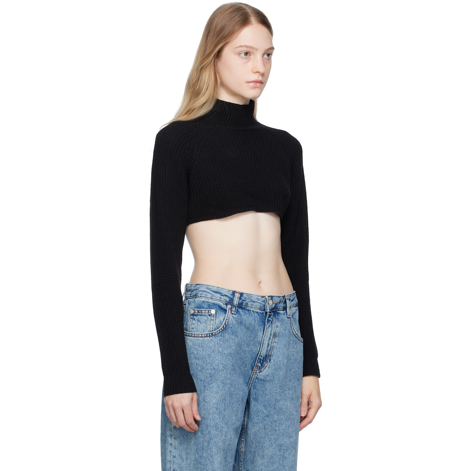  Moschino Jeans Black Embroidered Turtleneck 