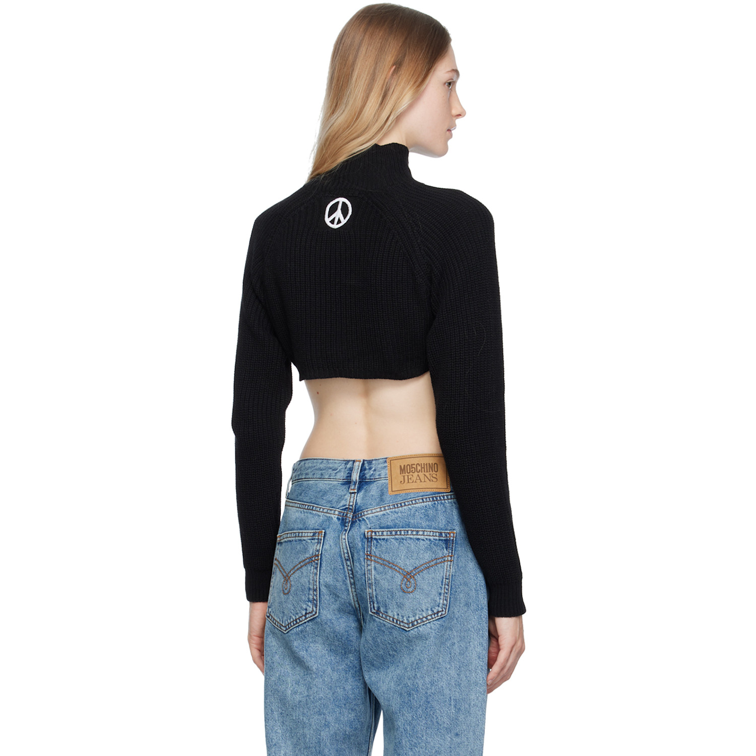  Moschino Jeans Black Embroidered Turtleneck 