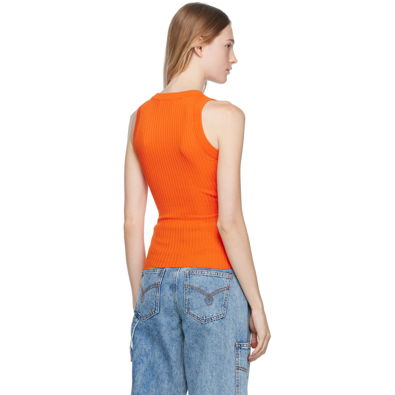  Moschino Jeans Orange Half-zip Tank Top 