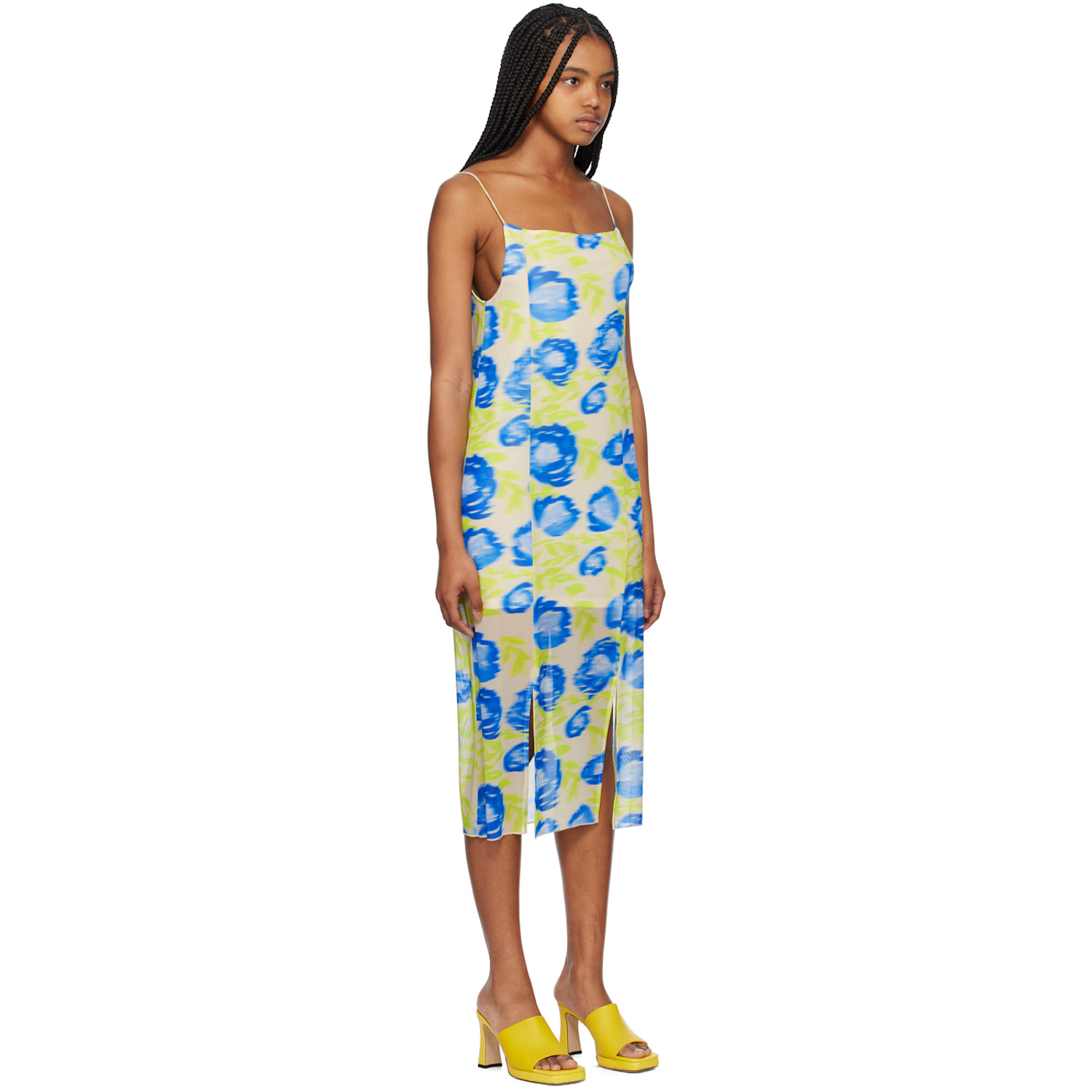  Ganni Green & Blue Printed Midi Dress 