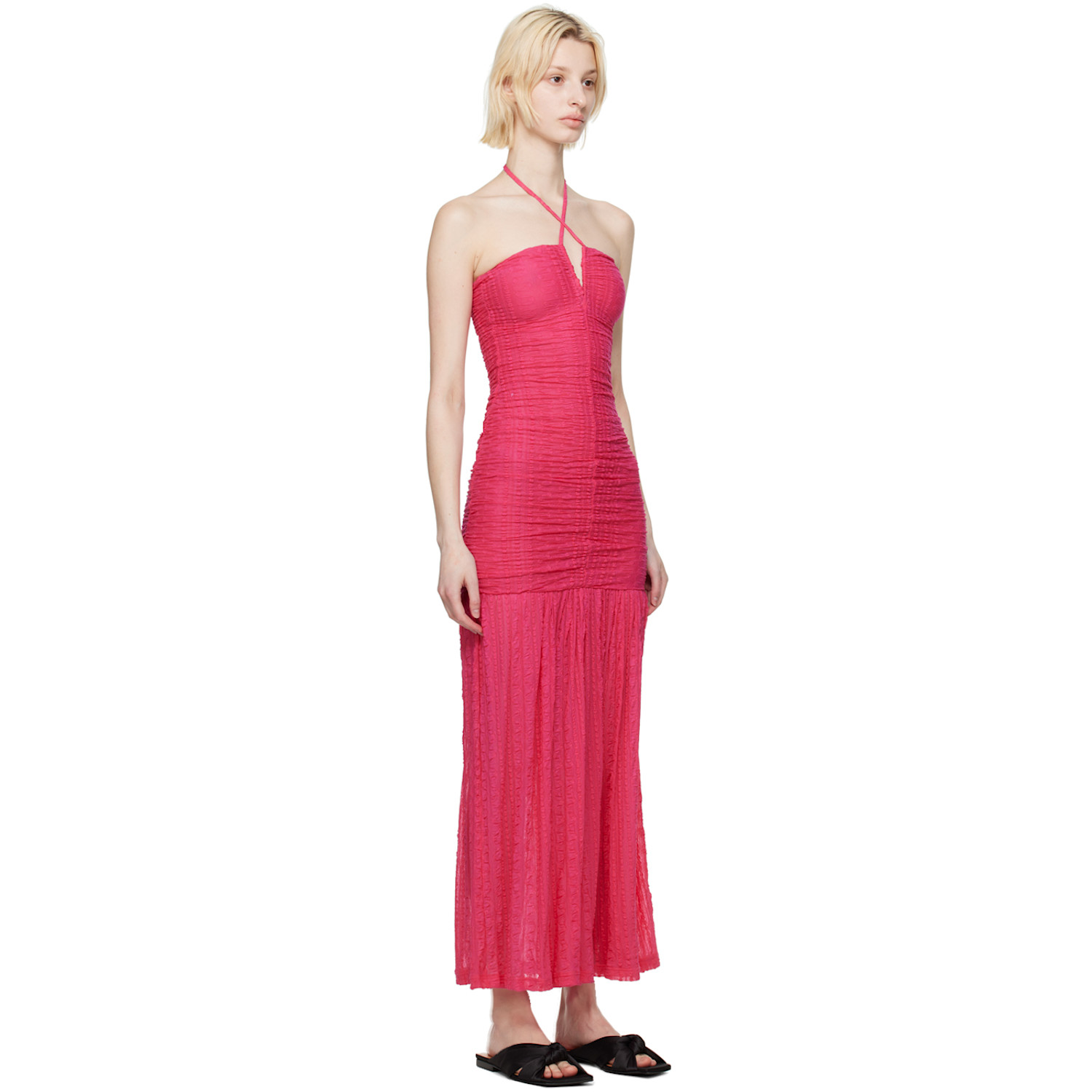  Ganni Ssense Exclusive Pink Maxi Dress 