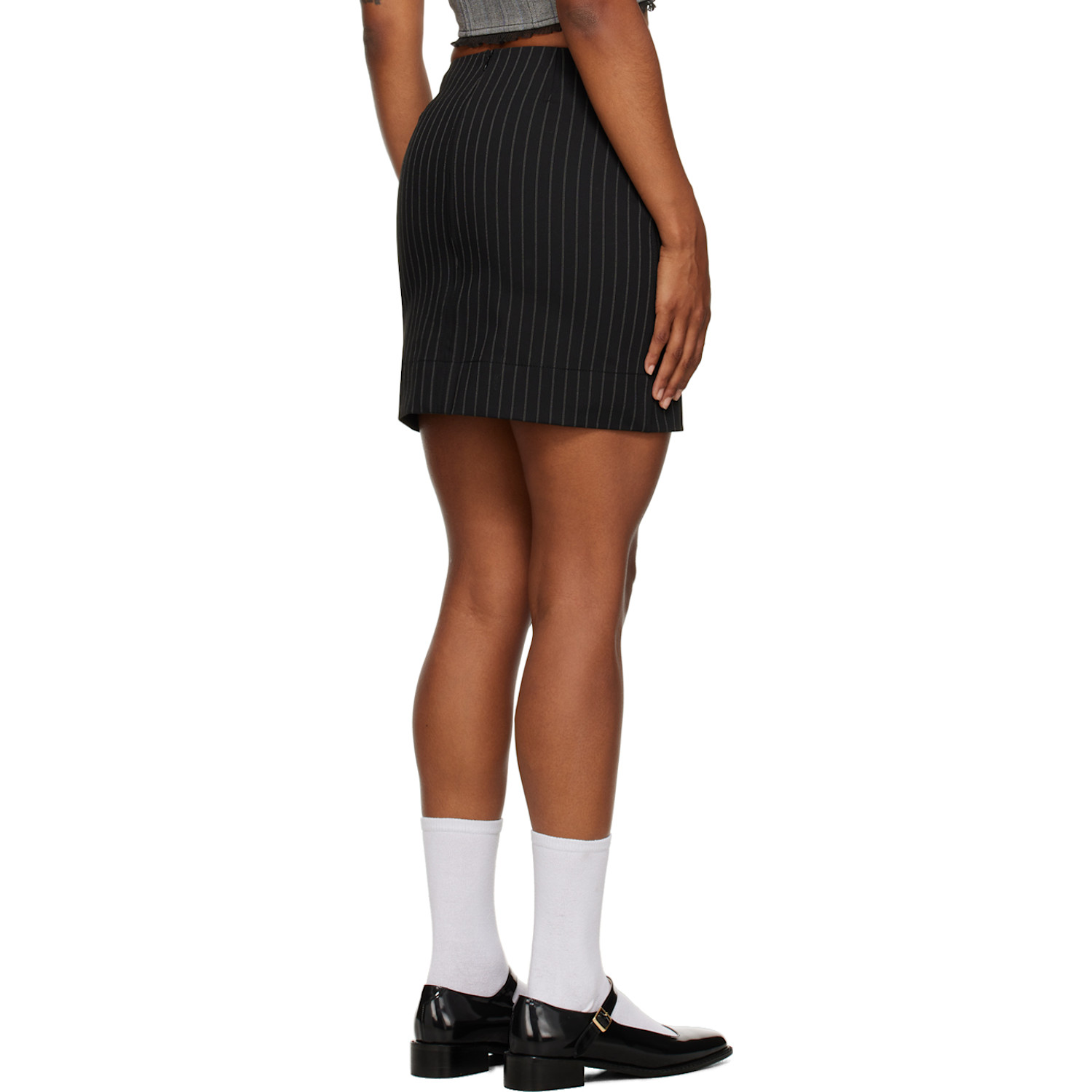  Ganni Black Ruched Miniskirt 
