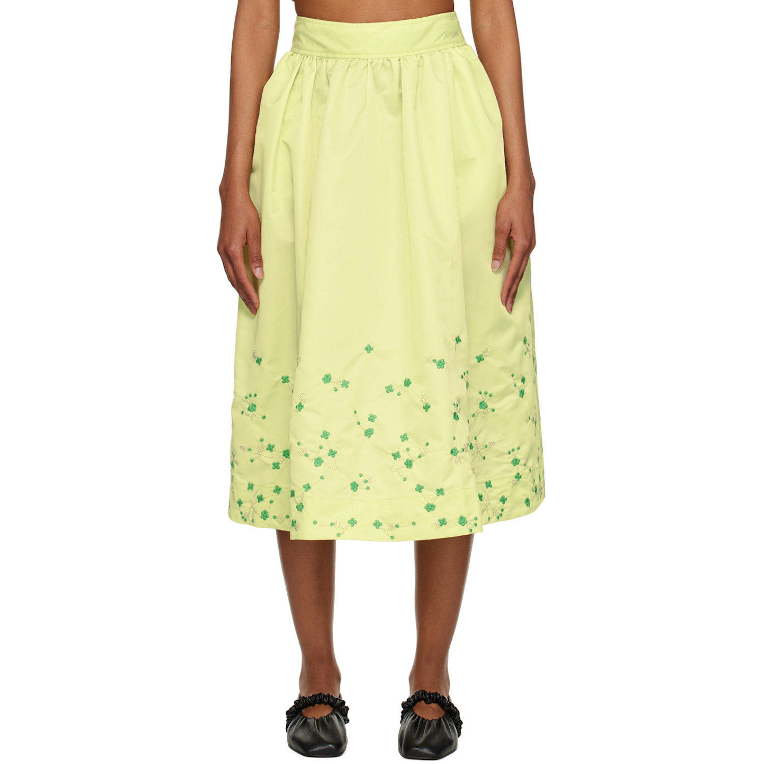 GANNI SSENSE Exclusive Green Midi Skirt