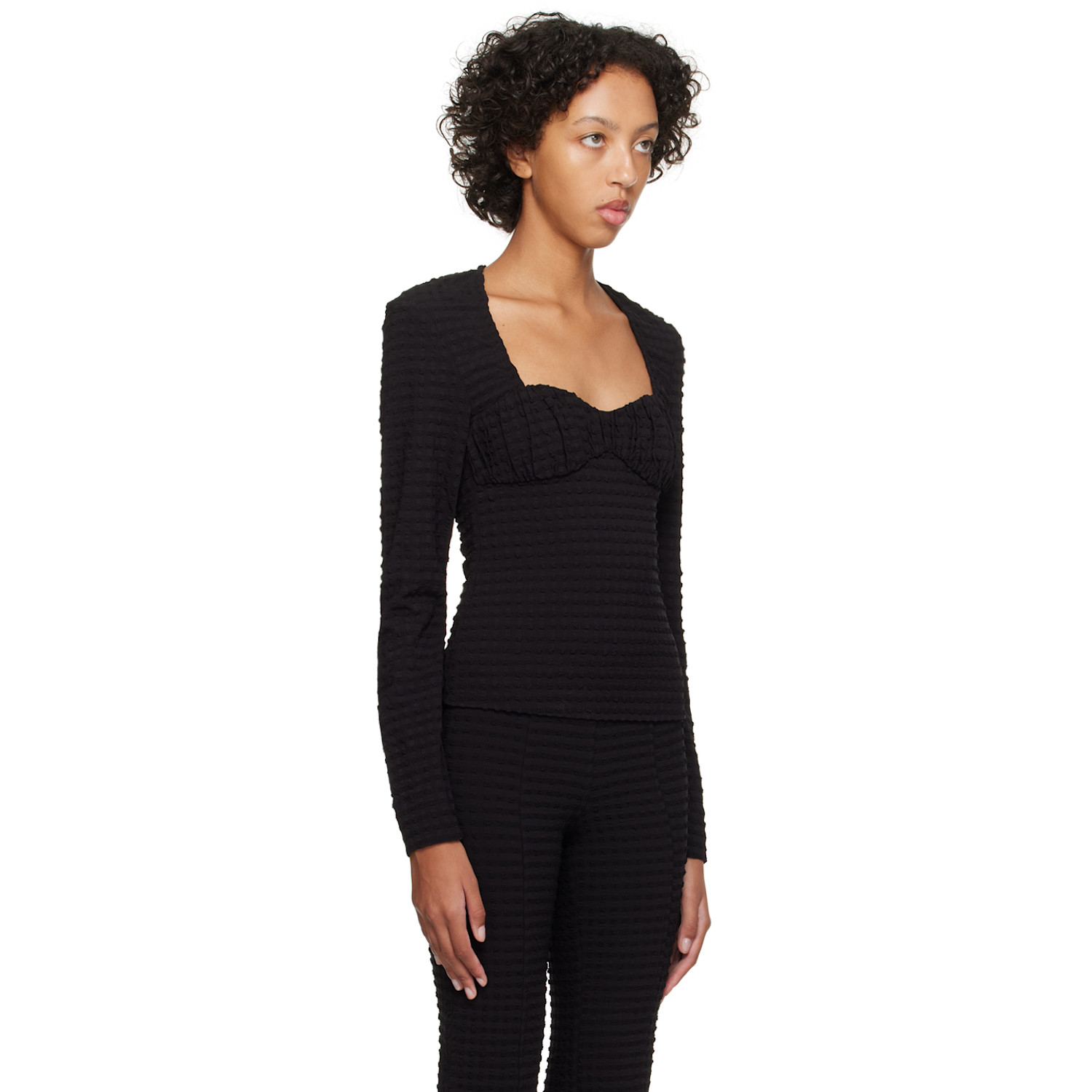  Ganni Black Sweetheart Blouse 