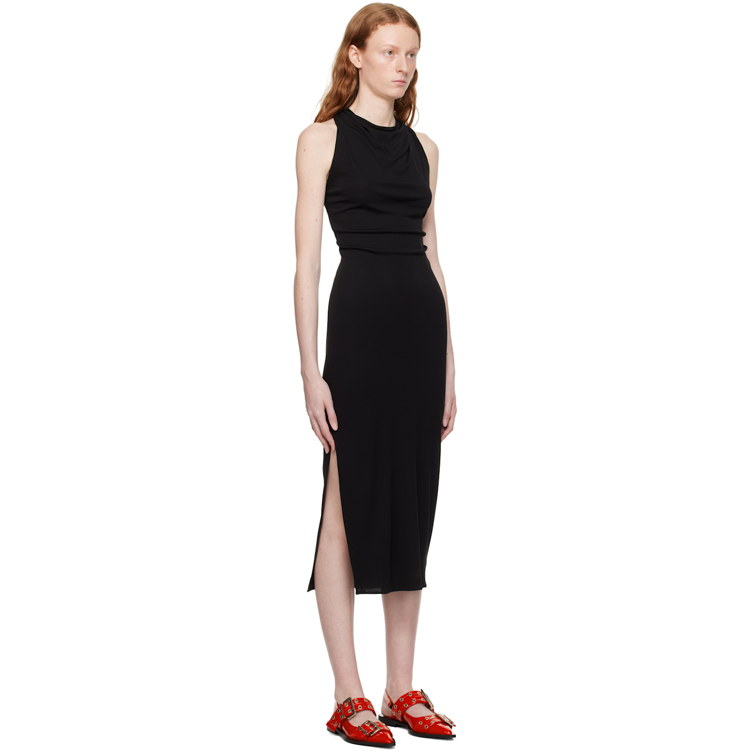 Helmut Lang Black Twisted Maxi Dress 