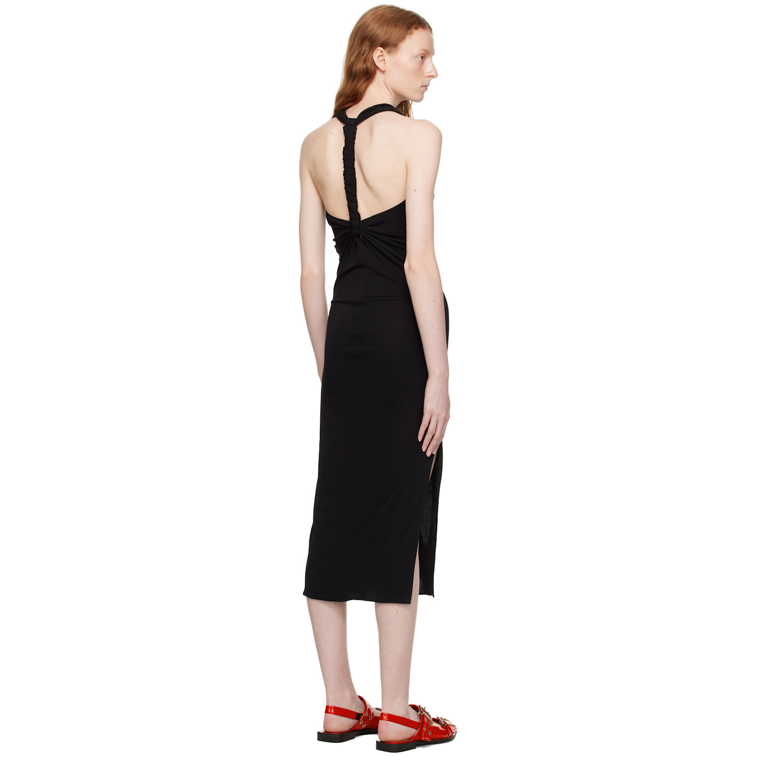  Helmut Lang Black Twisted Maxi Dress 