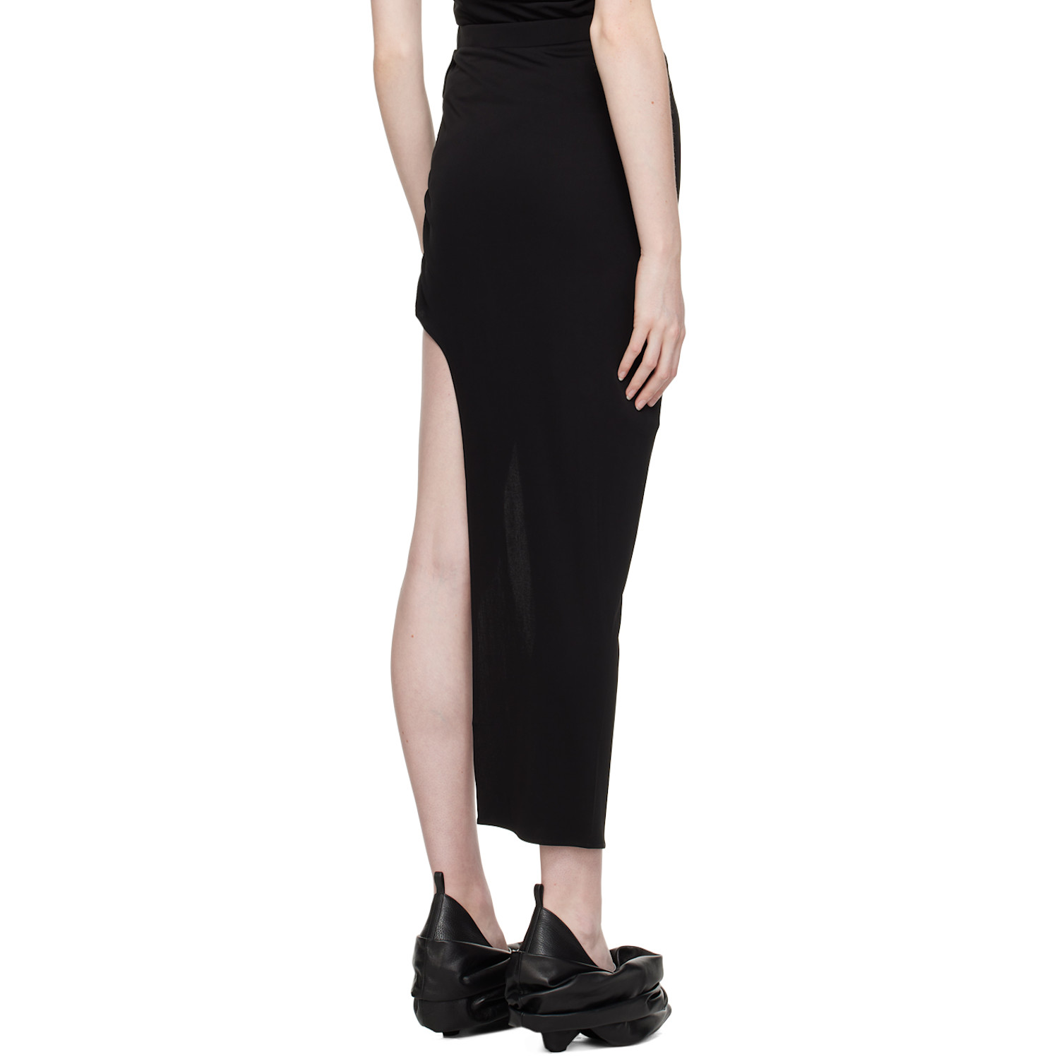 Helmut Lang Black Asymmetric Maxi Skirt 