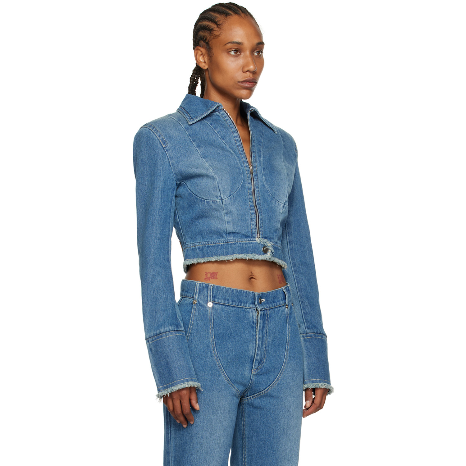  Juneyen Blue Paneled Denim Jacket 